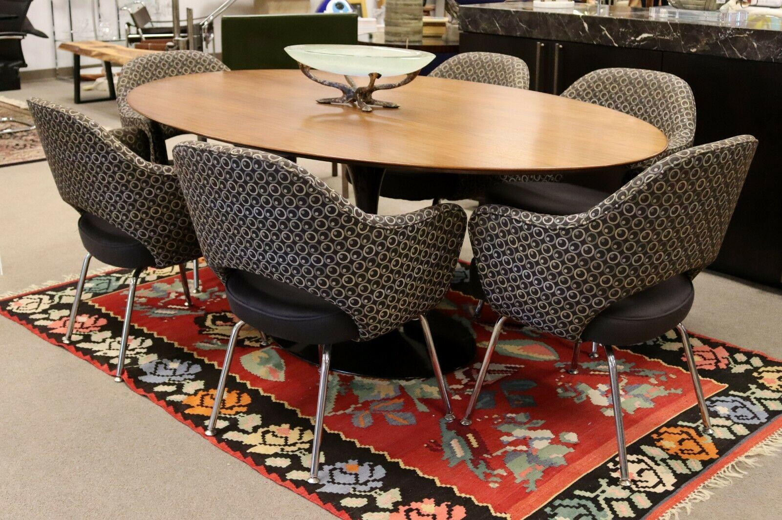 Pair of Knoll Original Saarinen Executive Dining Arm Chairs w Chrome Legs 6
