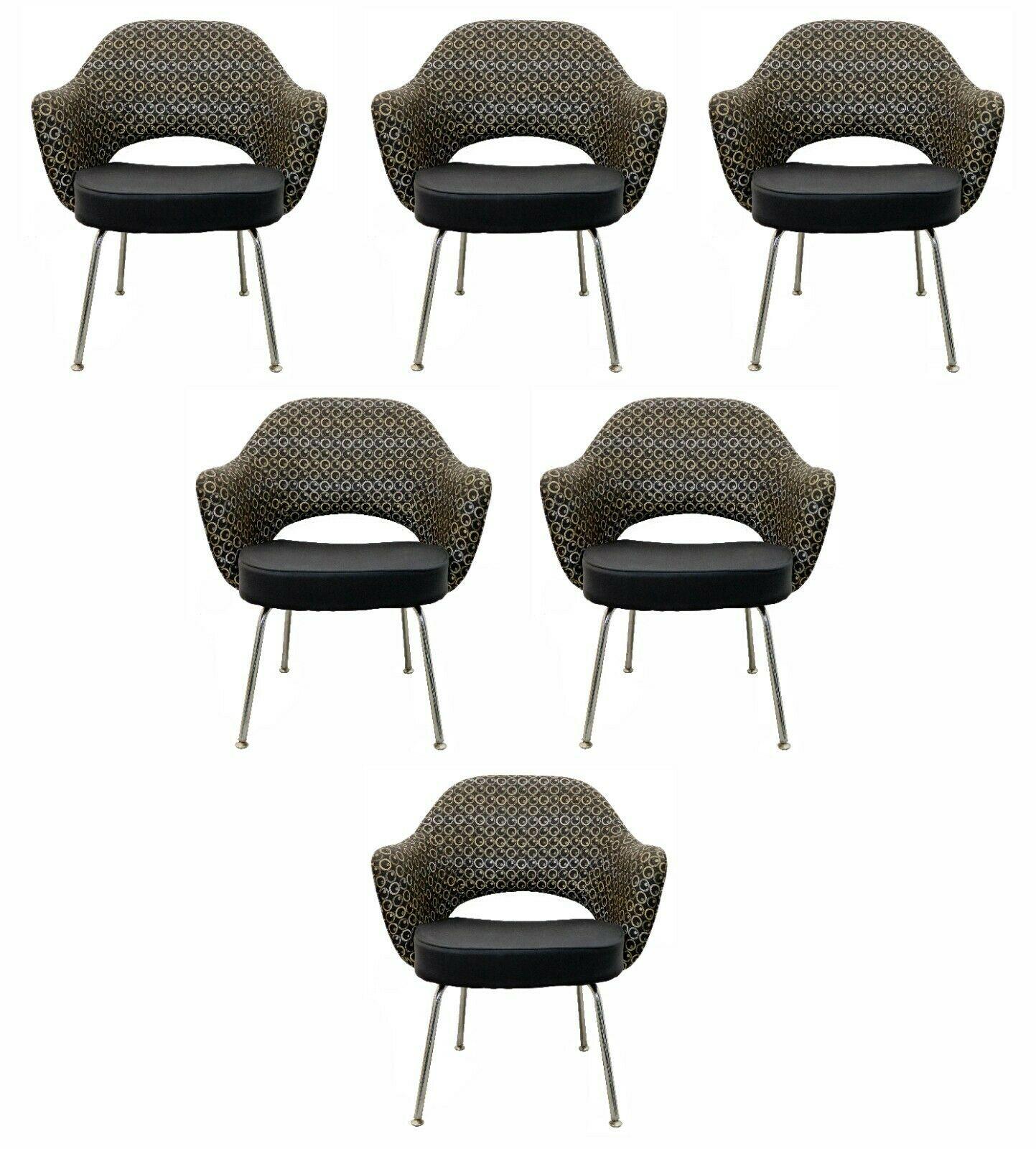 Pair of Knoll Original Saarinen Executive Dining Arm Chairs w Chrome Legs 4