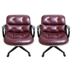 Pair of Knoll Pollock Executive Leather Armchairs