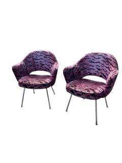 Pair of Knoll Saarinen Executive Chairs in Scalamandre Fabric