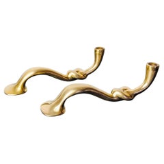 Paar Knoten-Kerzenständer aus Bronze, brutalistisches Design, Italien, 1970