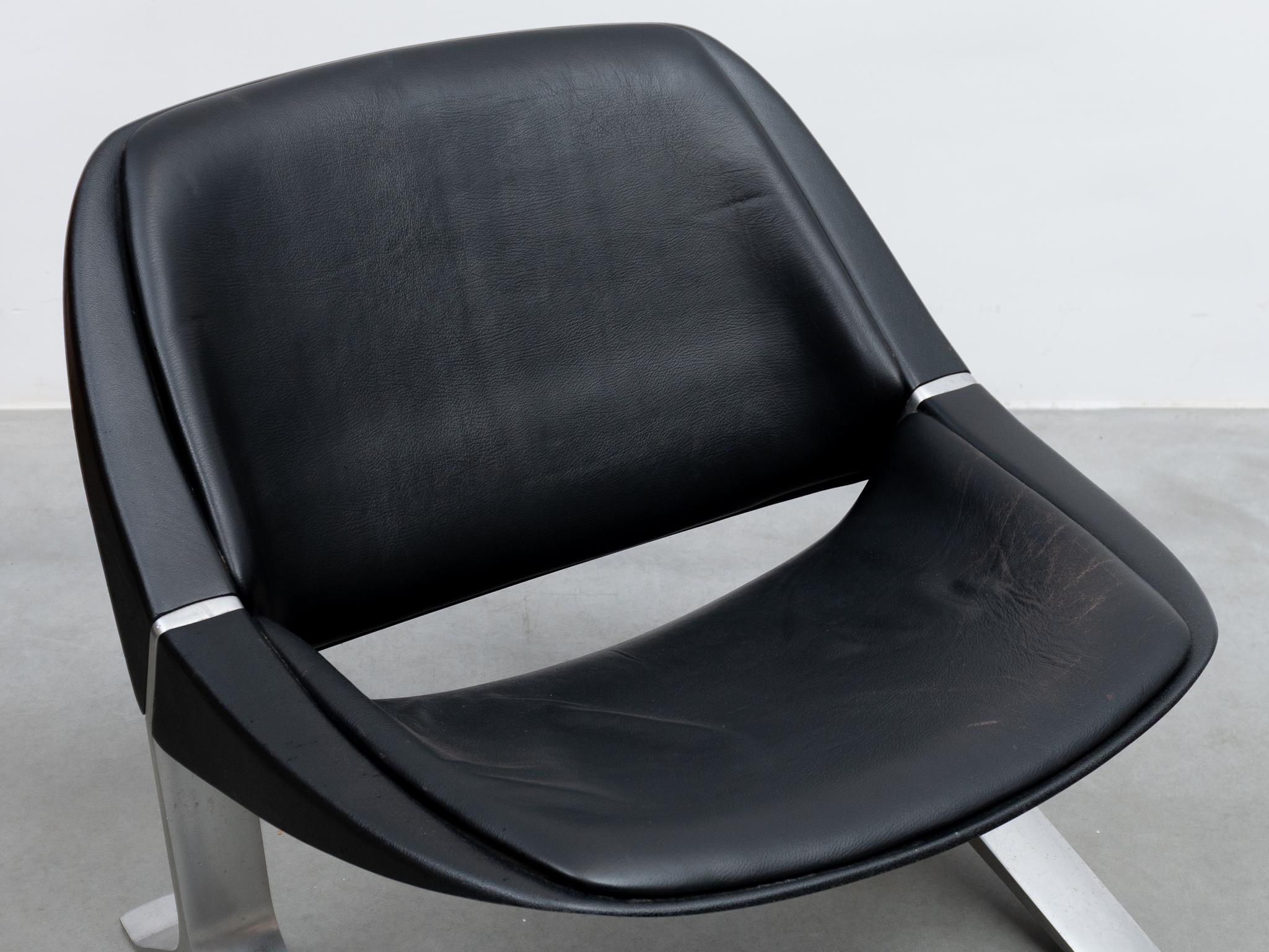 Pair of Knut Hesterberg Lounge Black and Chrome Club Arm Chairs, Germany 1971 For Sale 5