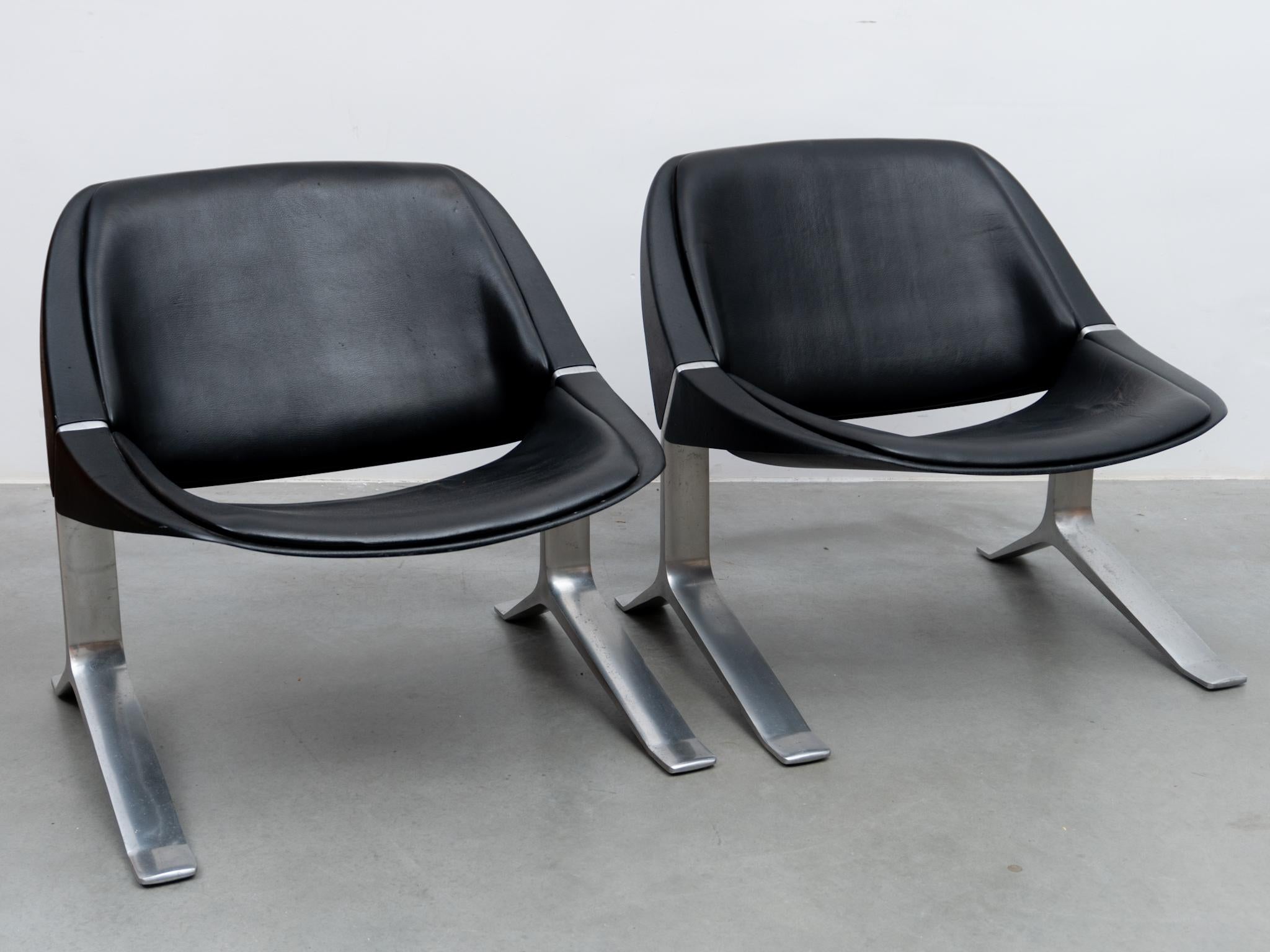 Pair of Knut Hesterberg Lounge Black and Chrome Club Arm Chairs, Germany 1971 For Sale 6