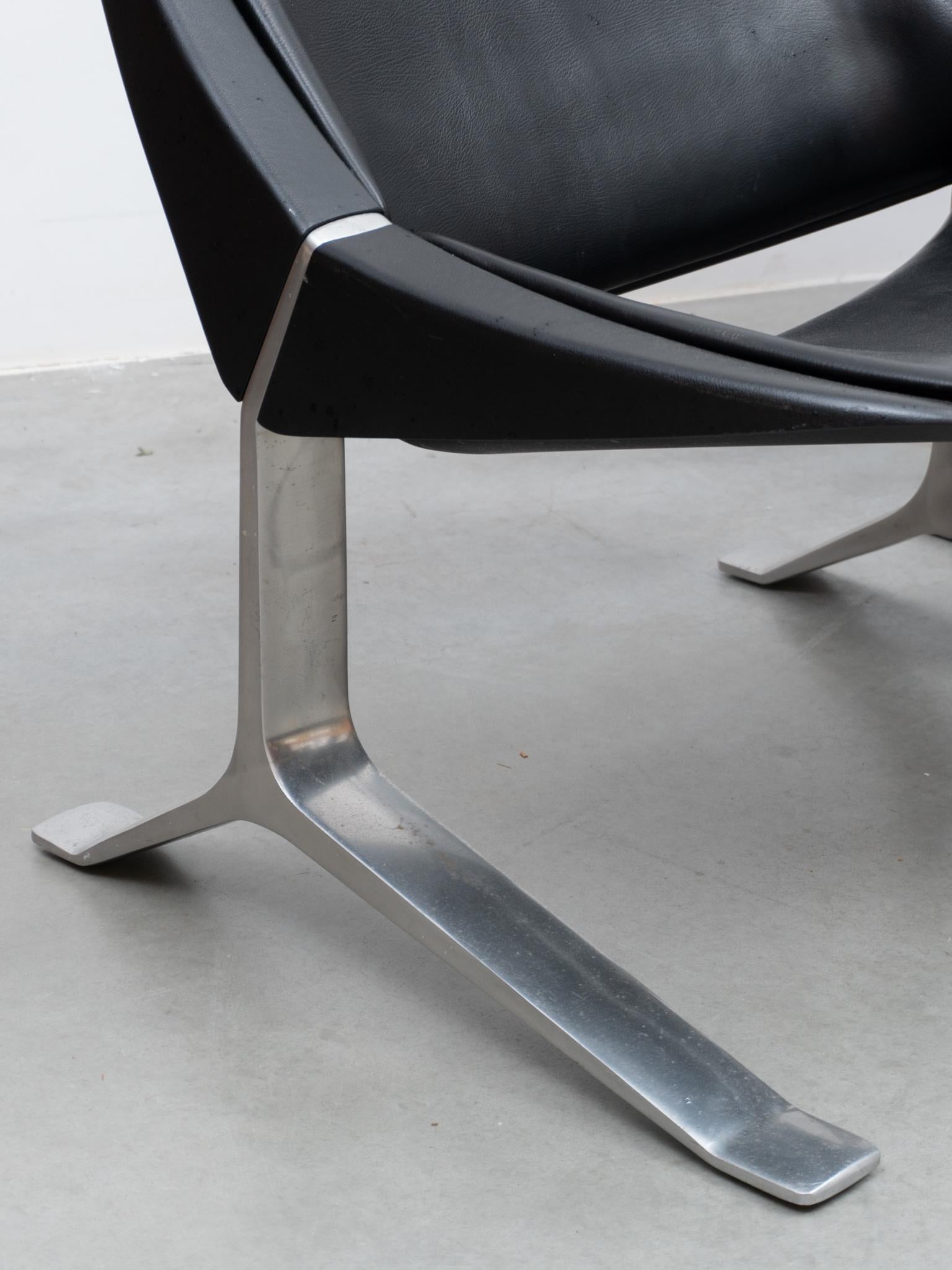 Pair of Knut Hesterberg Lounge Black and Chrome Club Arm Chairs, Germany 1971 For Sale 8
