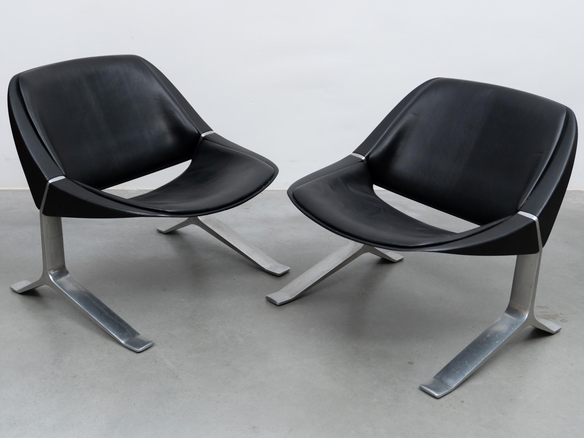 Pair of Knut Hesterberg Lounge Black and Chrome Club Arm Chairs, Germany 1971 For Sale 9