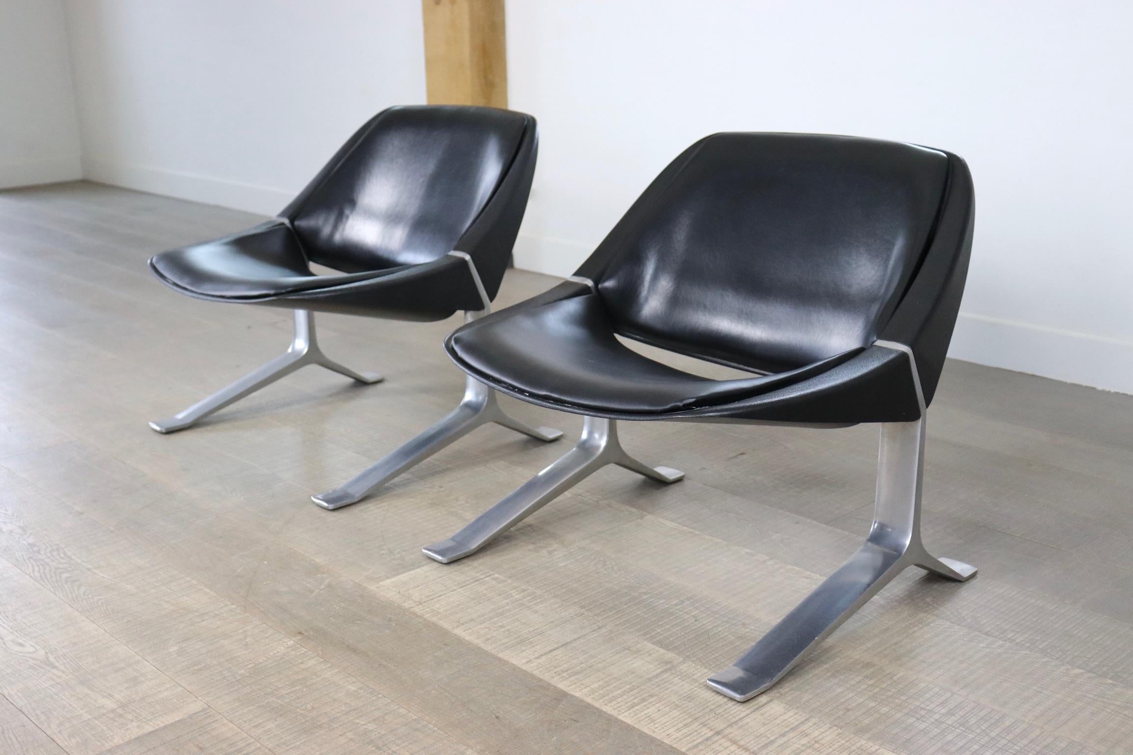 Aluminum Pair of Knut Hesterberg Lounge Chairs, Germany 1971