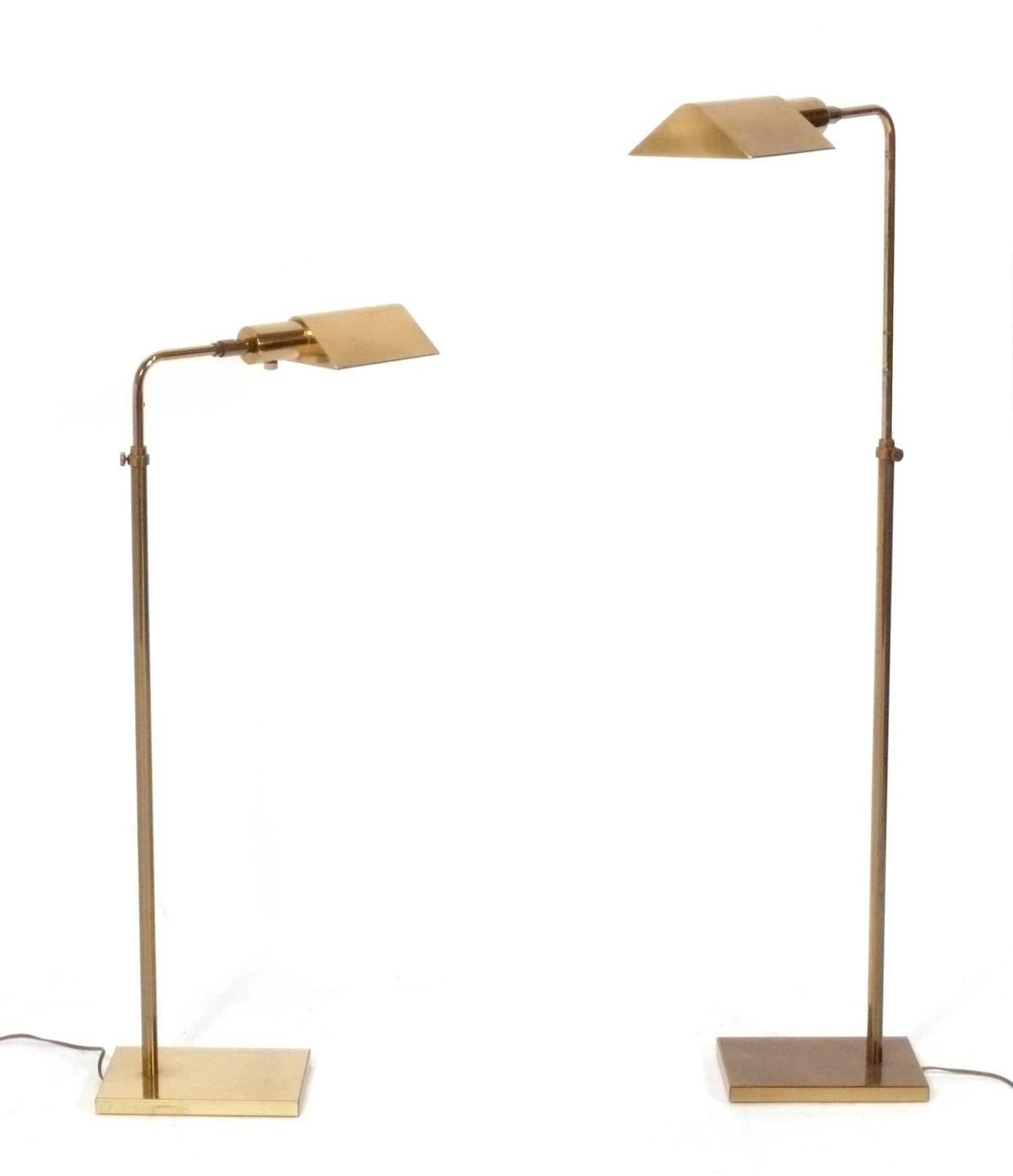 American Pair of Koch and Lowy Brass Pharmacy Floor Lamps