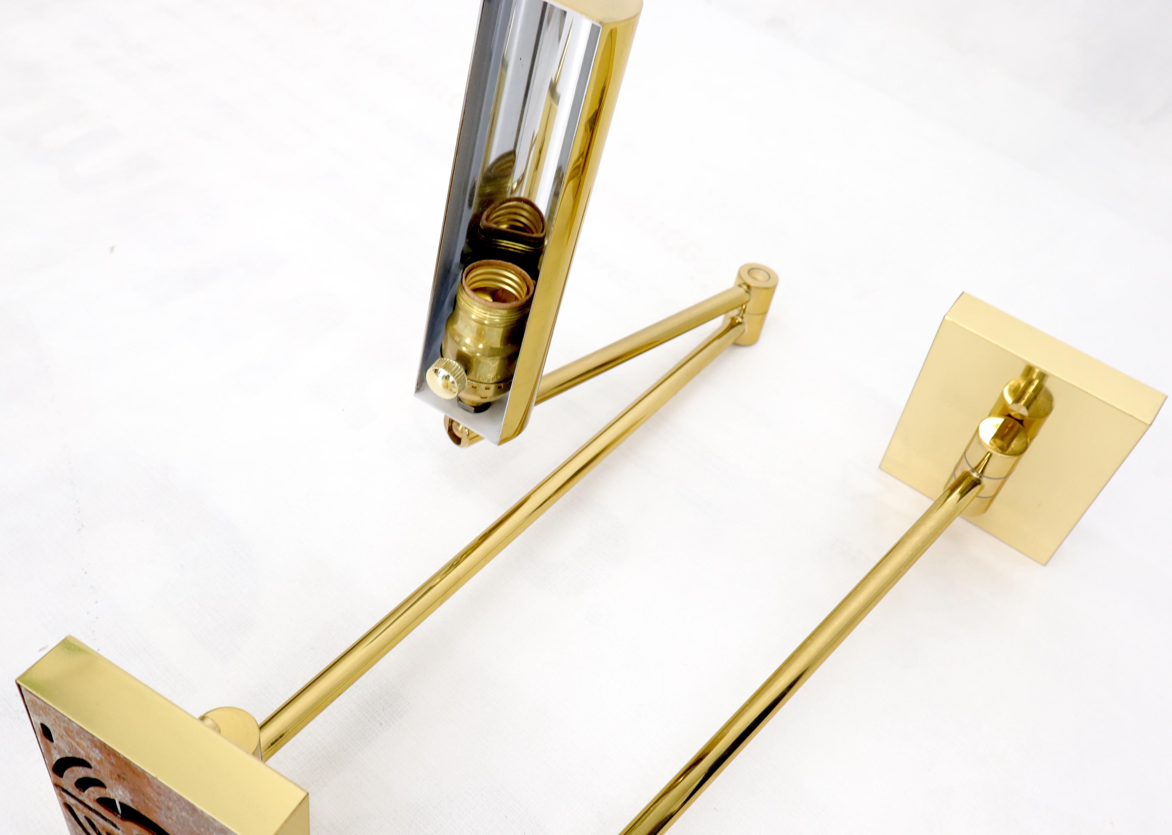 20th Century Pair of Koch and Lowy Brass Swing Articulating Arm Sconces