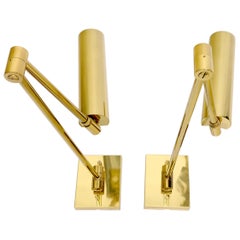 Pair of Koch and Lowy Brass Swing Articulating Arm Sconces