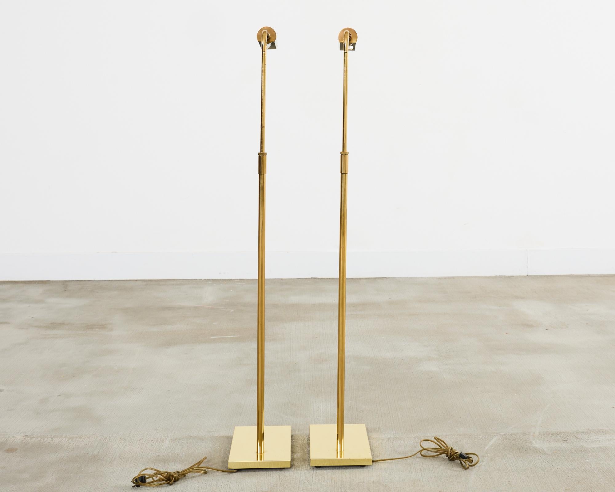 Pair of Koch & Lowy Brass Pharmacy Floor Lamps 6