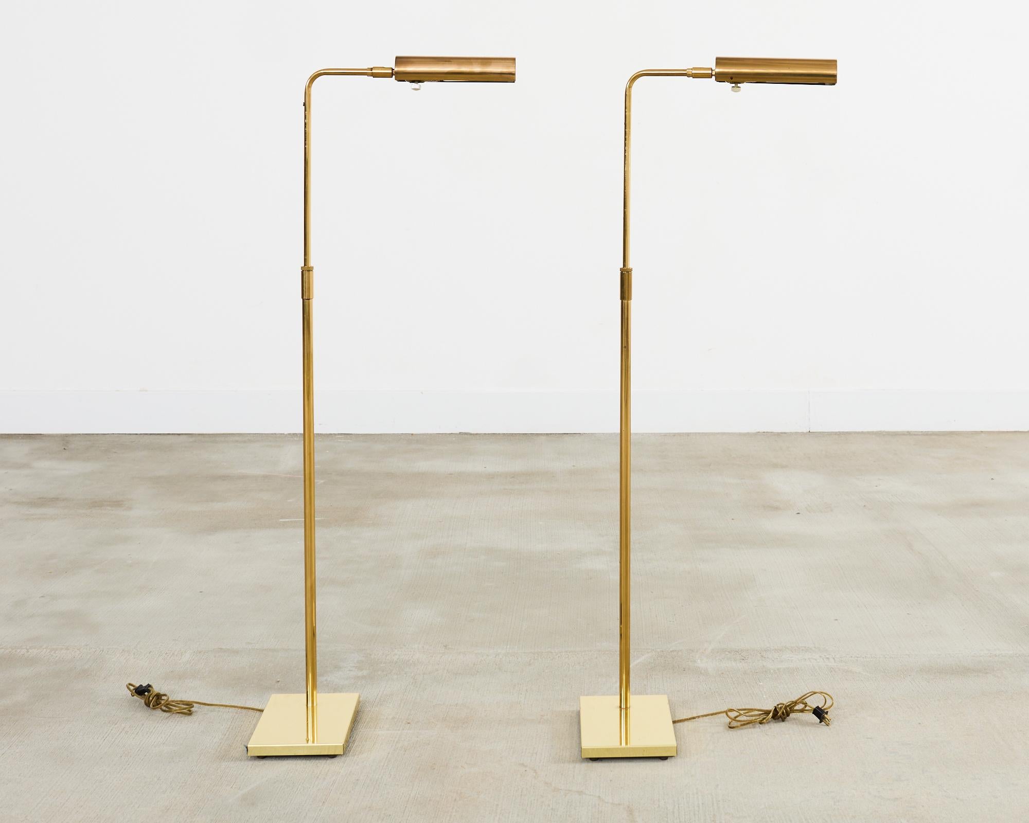 Mid-Century Modern Pair of Koch & Lowy Brass Pharmacy Floor Lamps