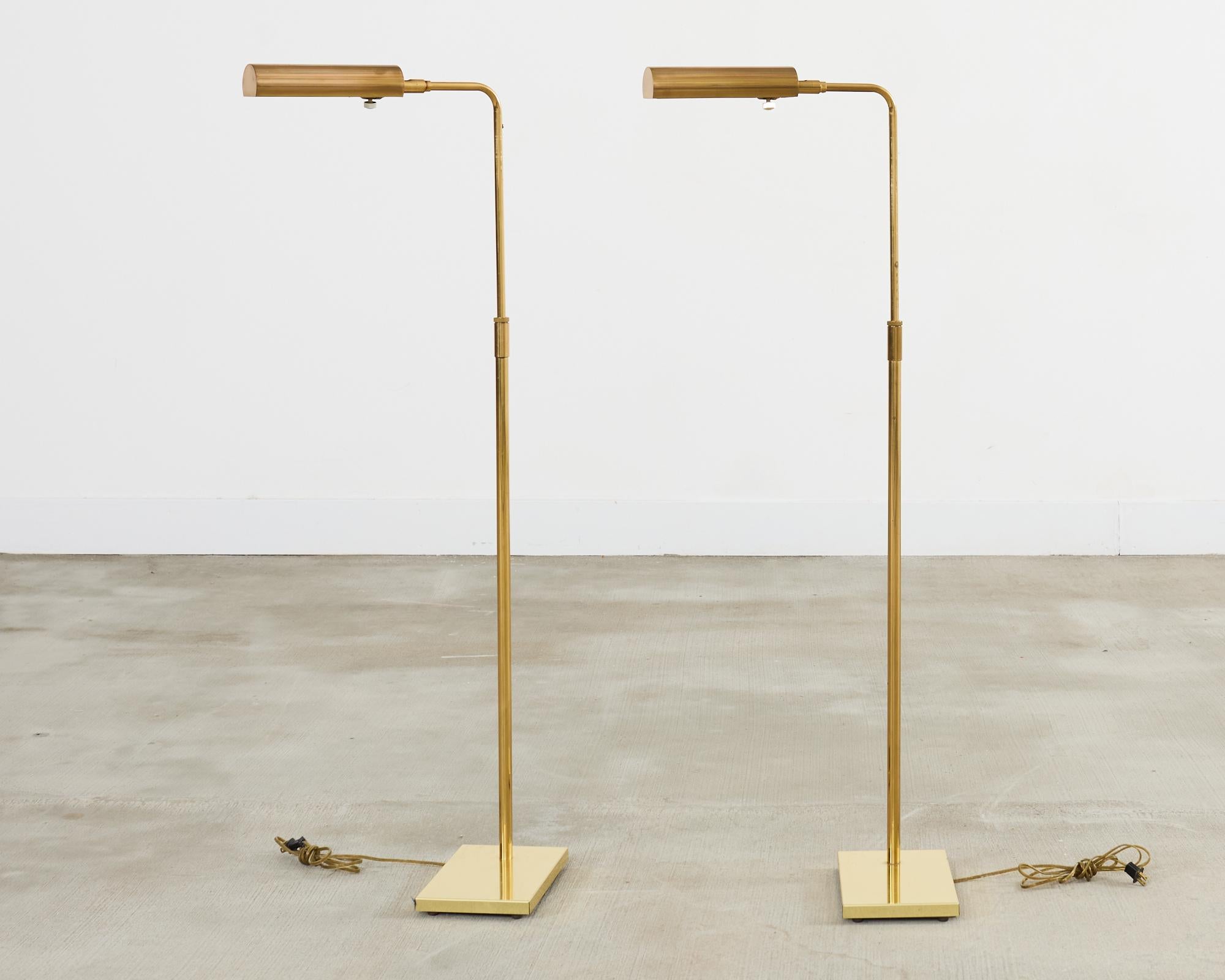 Patinated Pair of Koch & Lowy Brass Pharmacy Floor Lamps