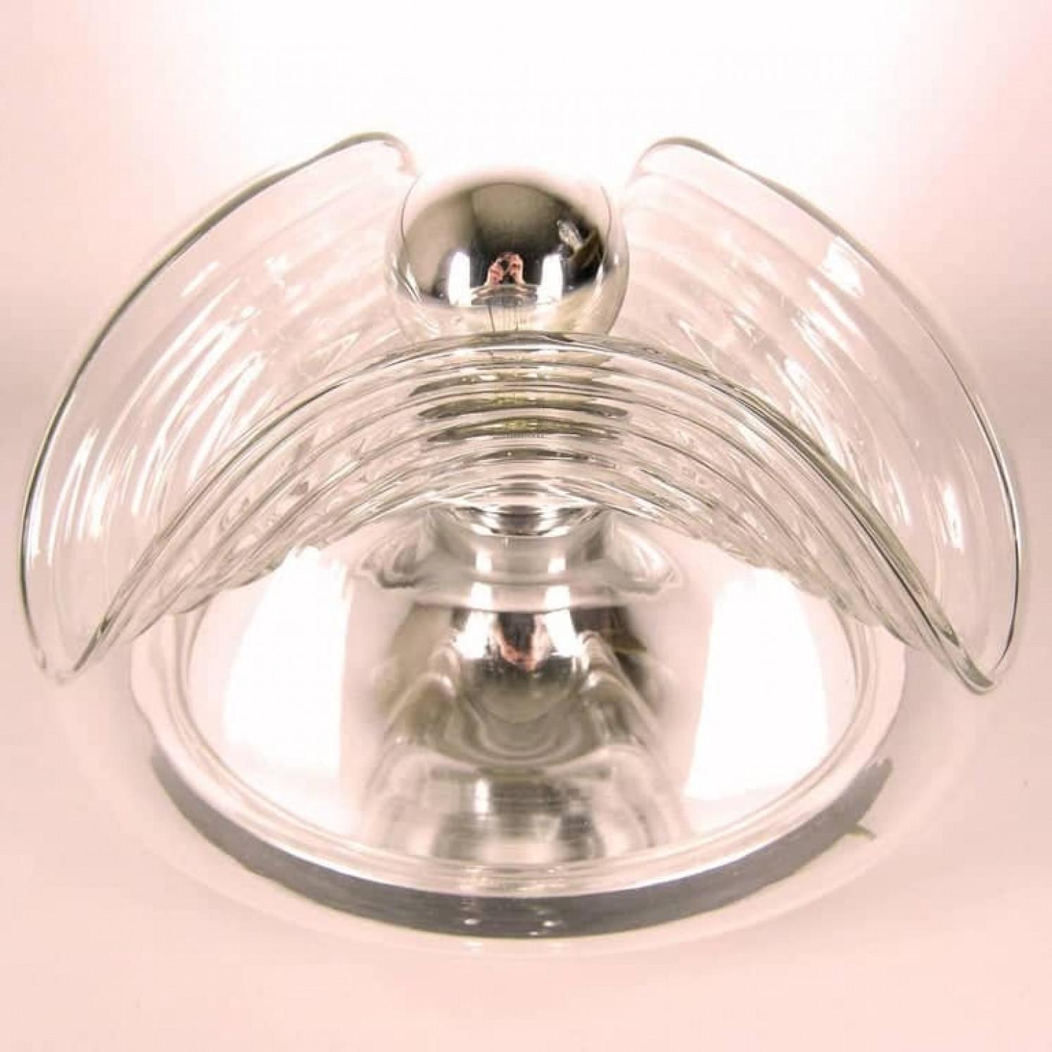Pair of  Koch & Lowy Clear Glass Wall Lights by Peill Putzler, 1970 For Sale 2