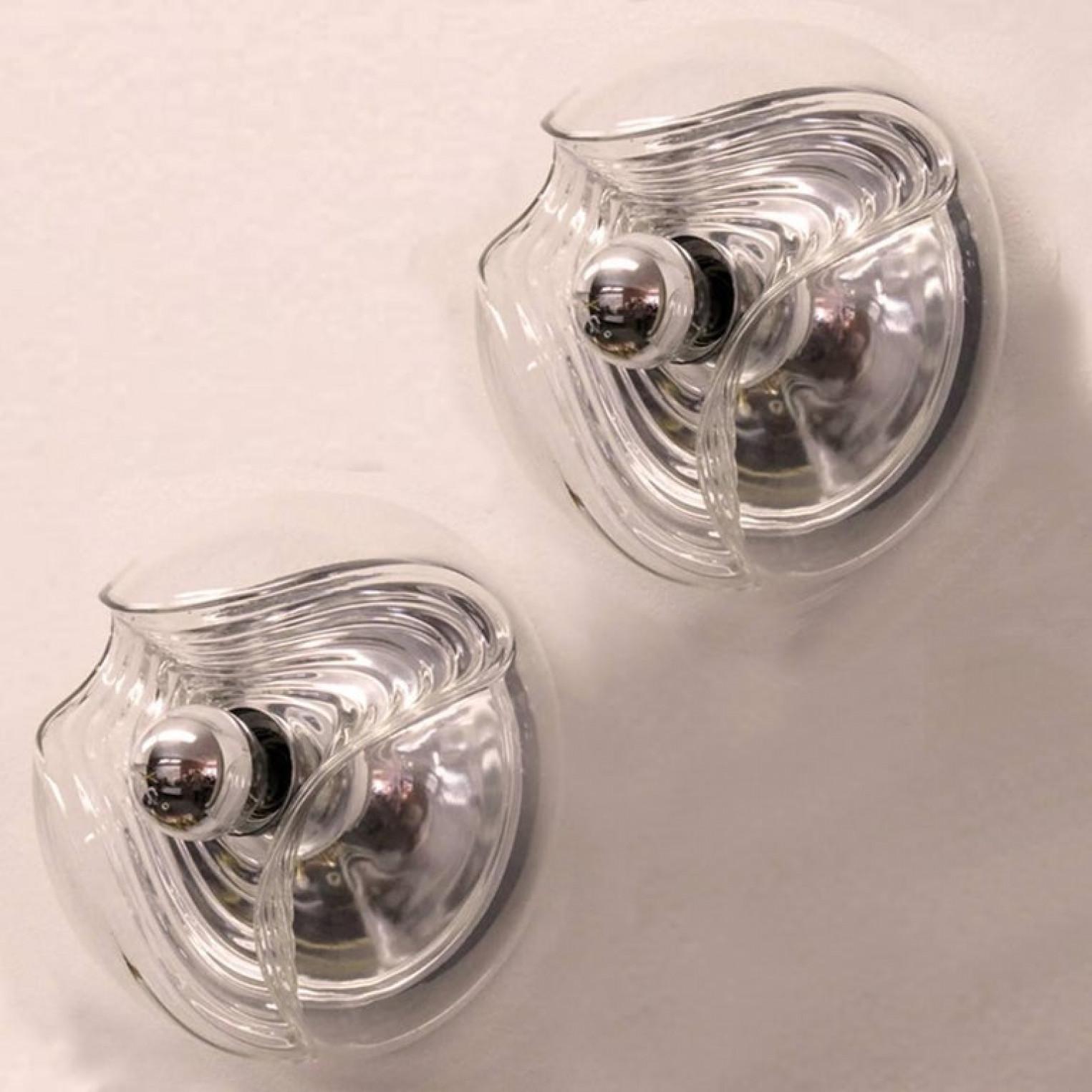 Par de  Apliques de cristal transparente Koch & Lowy de Peill Putzler, 1970 en venta 3
