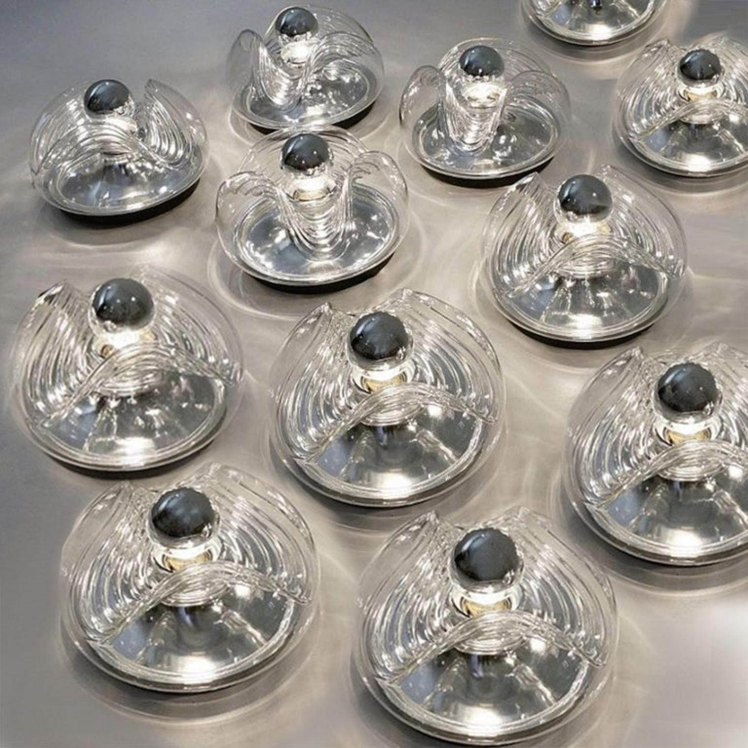 Par de  Apliques de cristal transparente Koch & Lowy de Peill Putzler, 1970 Alemán en venta