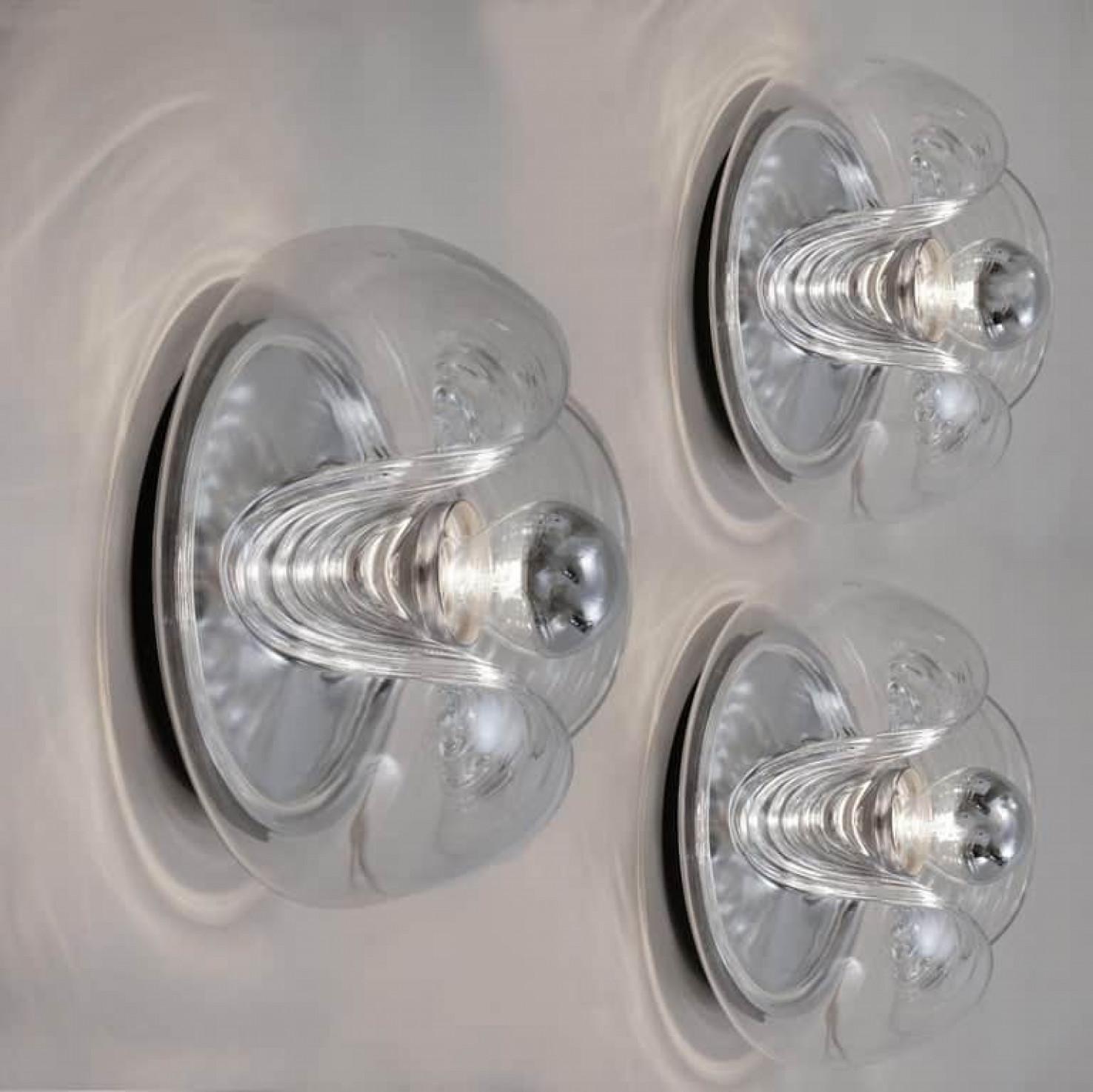 20th Century Pair of  Koch & Lowy Clear Glass Wall Lights by Peill Putzler, 1970 For Sale