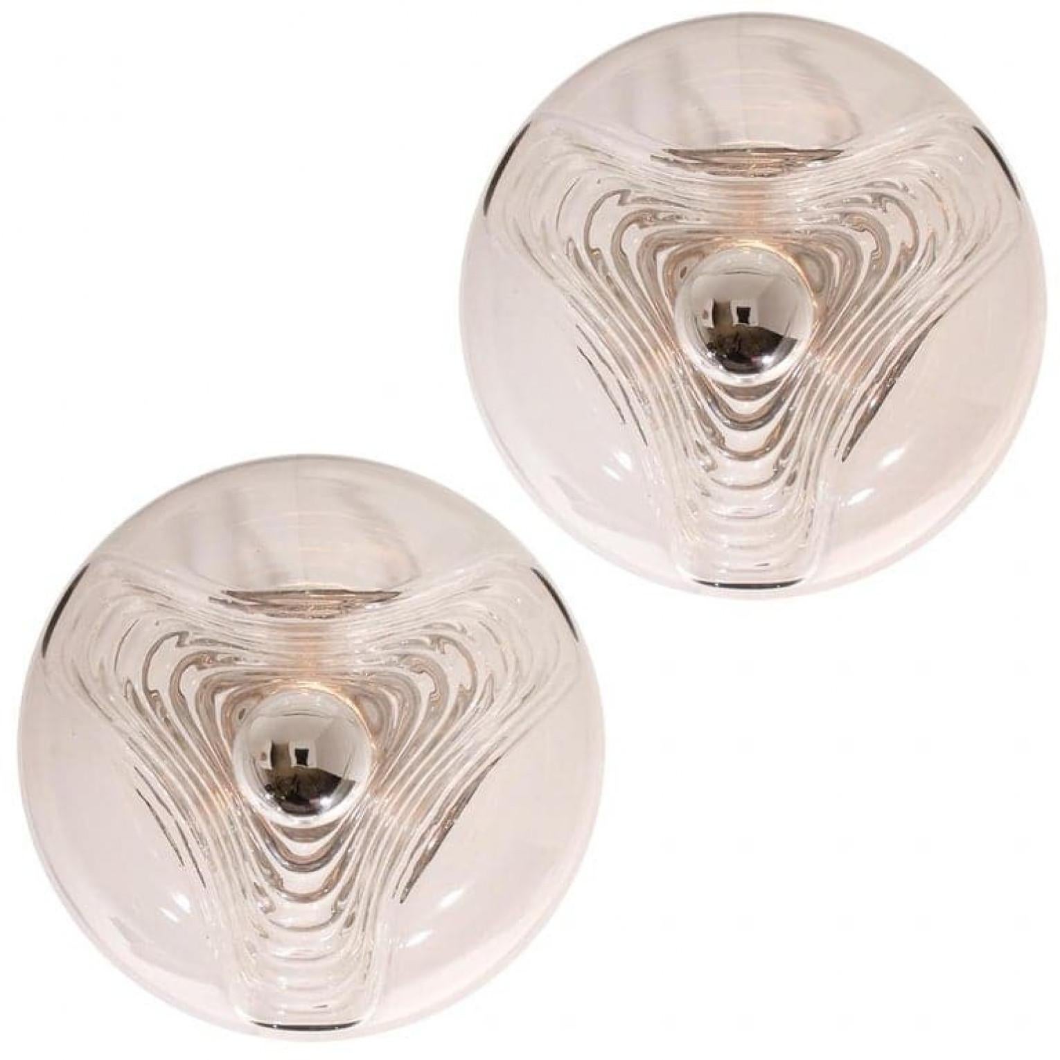 Par de  Apliques de cristal transparente Koch & Lowy de Peill Putzler, 1970 Metal en venta