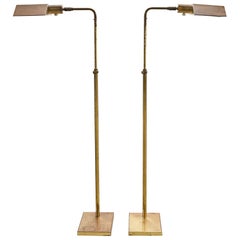 Pair of Koch & Lowy OMI Patinated Brass Pharmacy Floor Lamps