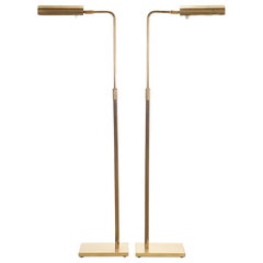 Pair of Koch & Lowy OMI Patinated Brass Pharmacy Floor Lamps