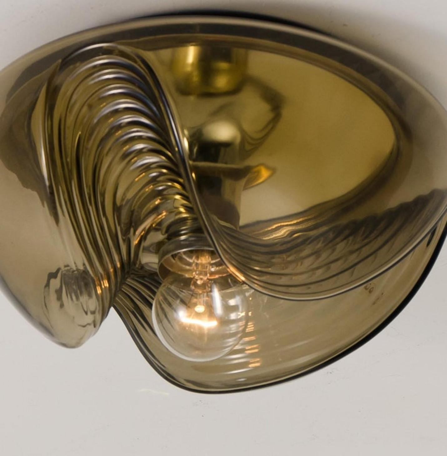 Pair of Koch & Lowy Smoked Glass Wall Sconces/Lights by Peill Putzler, 1970 For Sale 9