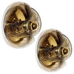 Pair of Koch 
Lowy Smoked Glass Wall Sconces/Lights by Peill Putzler, 1970