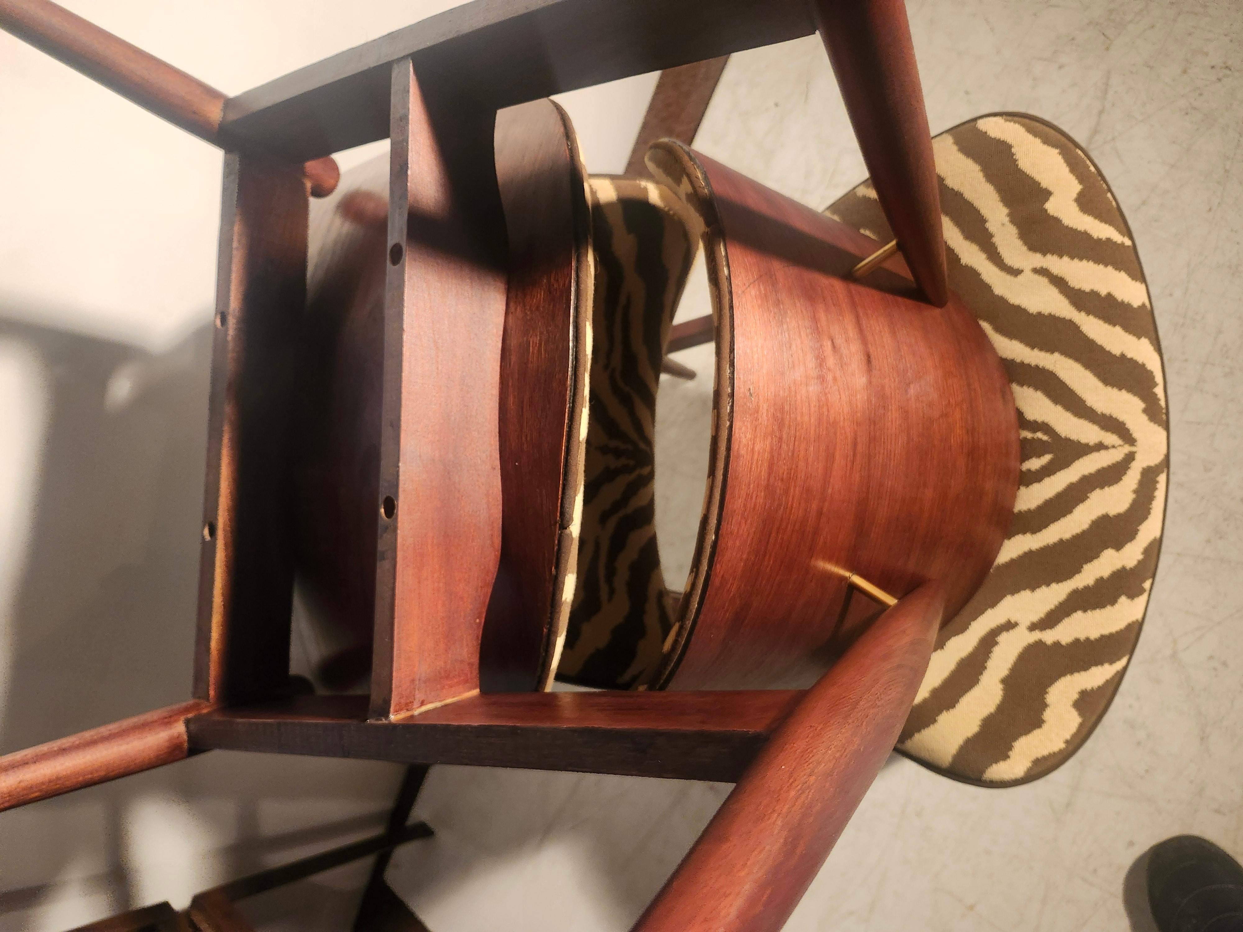 Pair of Kodawood Bentwood Lounge Chairs with an Animal Print Fabric C1960 For Sale 1