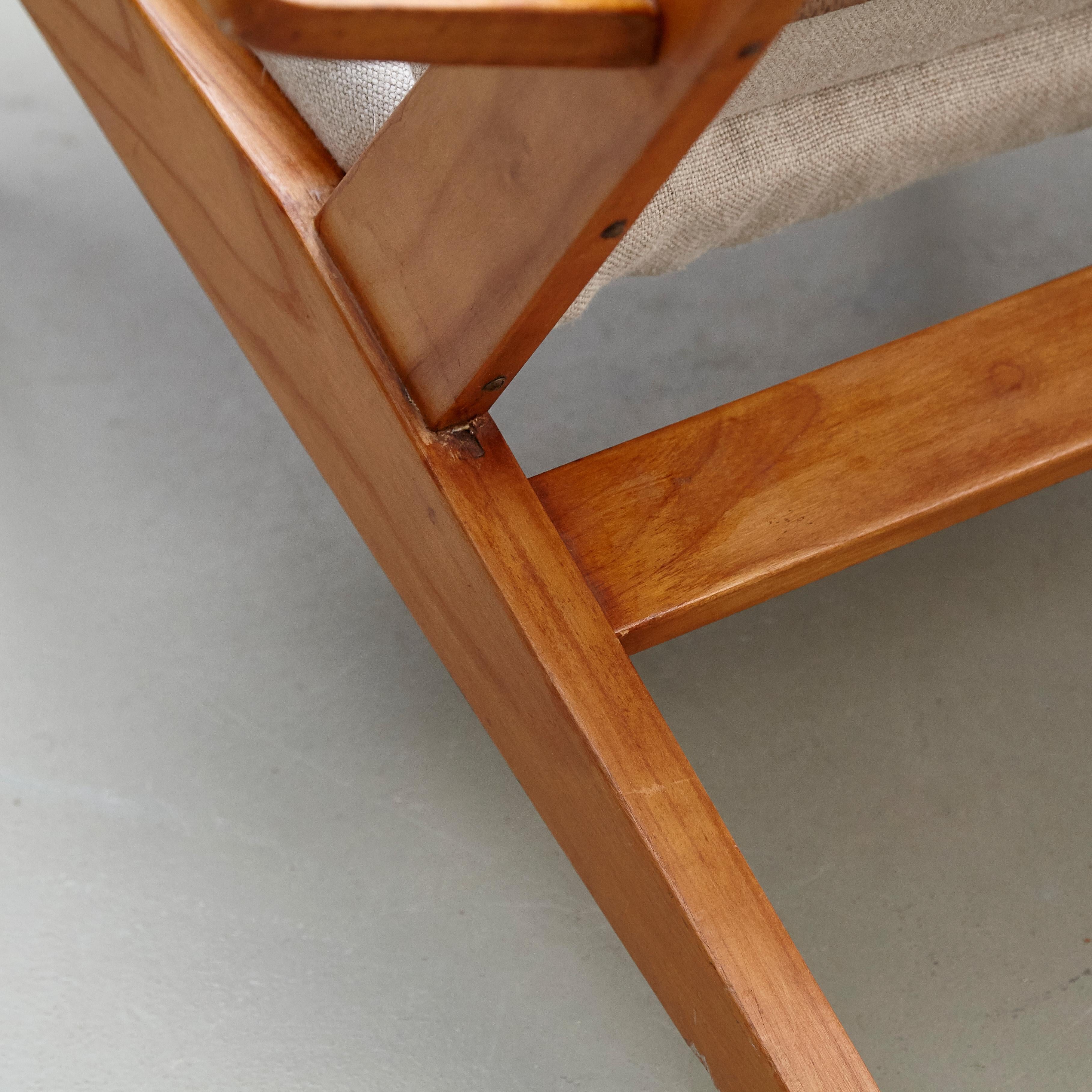 Pair of Koene Oberman, Mid Century Modern, Wood High Back Lounge Chair, 1960 5