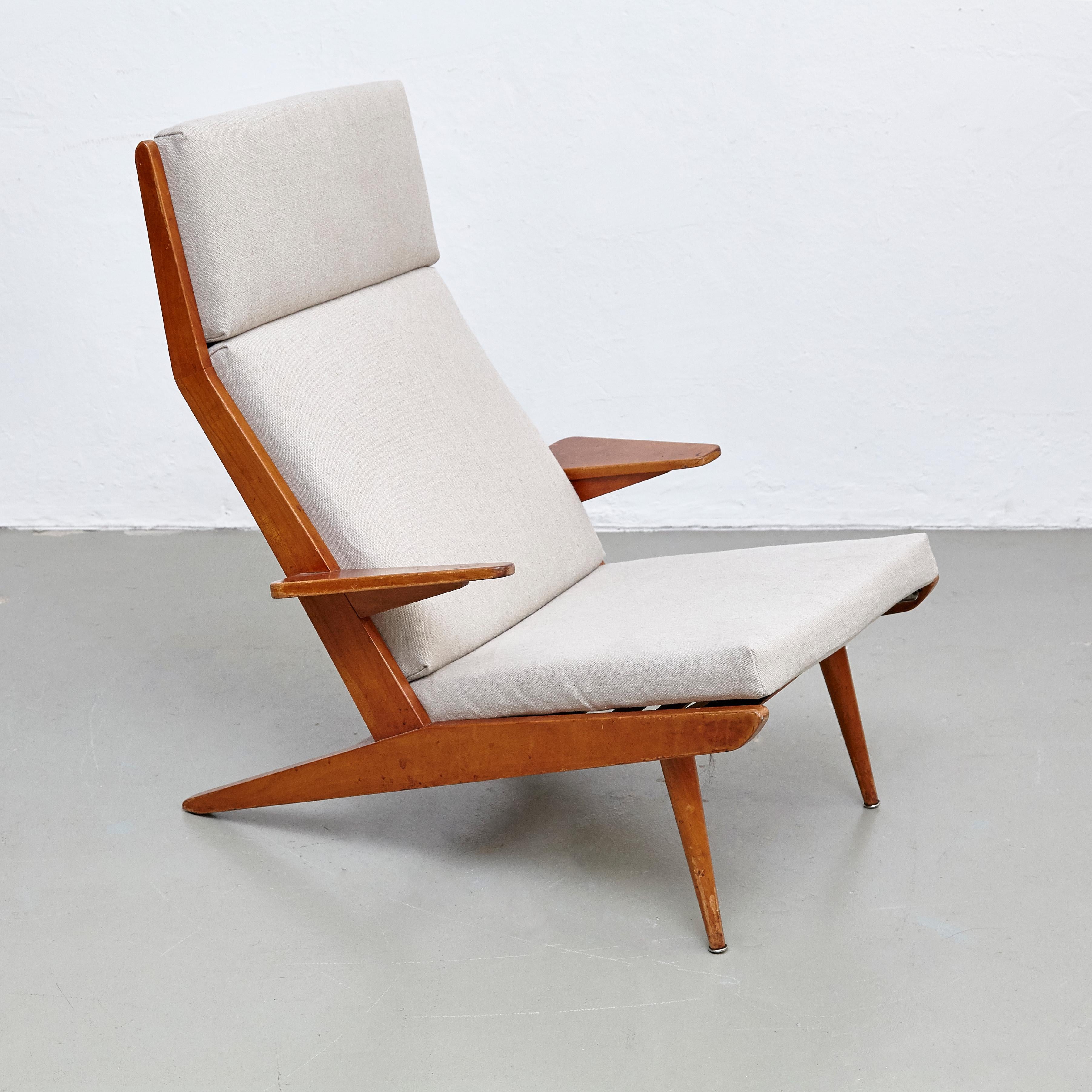 Pair of Koene Oberman, Mid Century Modern, Wood High Back Lounge Chair, 1960 8