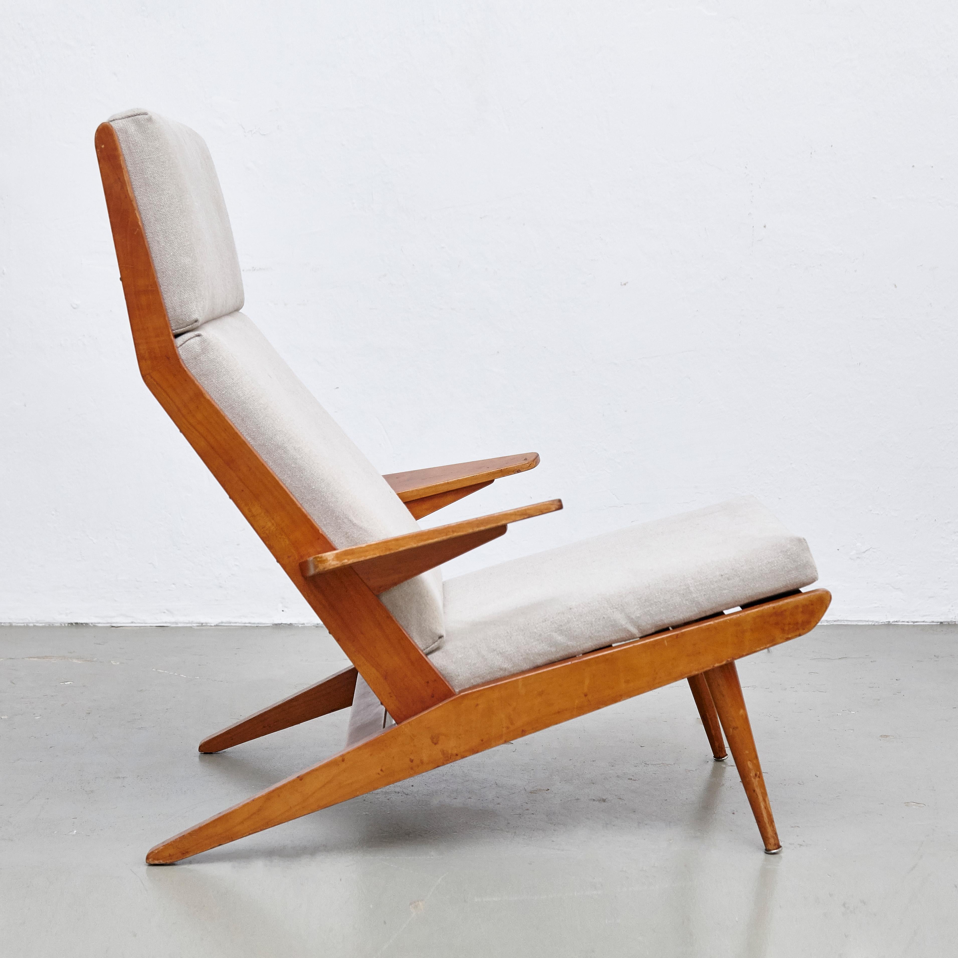 Pair of Koene Oberman, Mid Century Modern, Wood High Back Lounge Chair, 1960 9