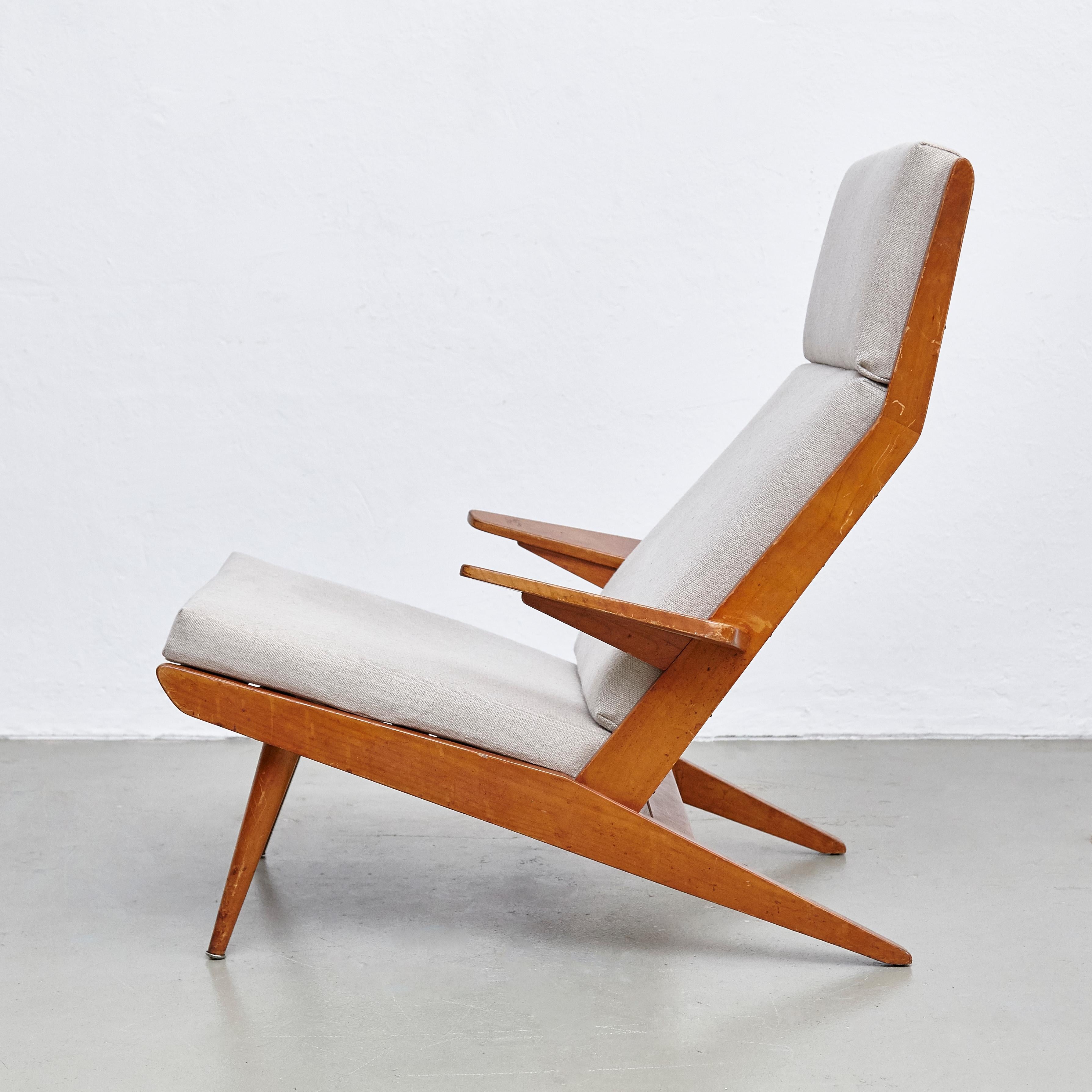 Pair of Koene Oberman, Mid Century Modern, Wood High Back Lounge Chair, 1960 10