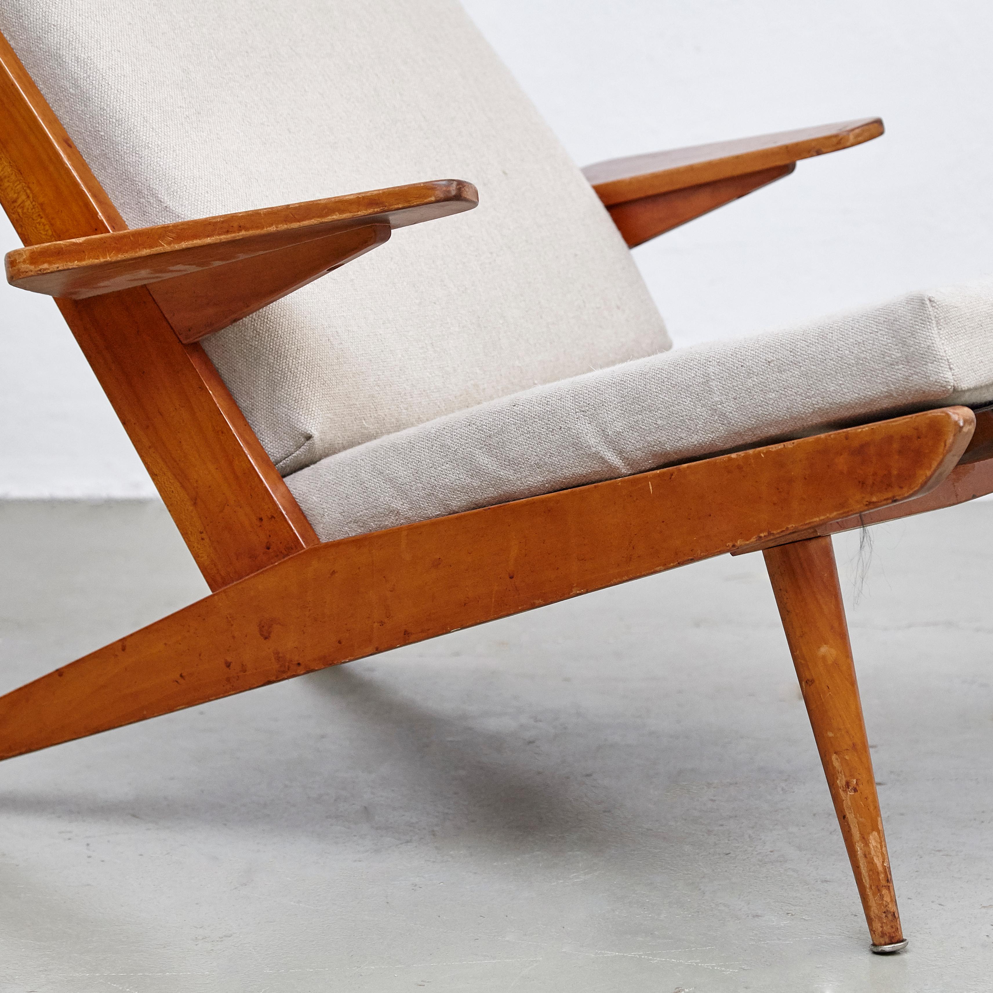 Pair of Koene Oberman, Mid Century Modern, Wood High Back Lounge Chair, 1960 11