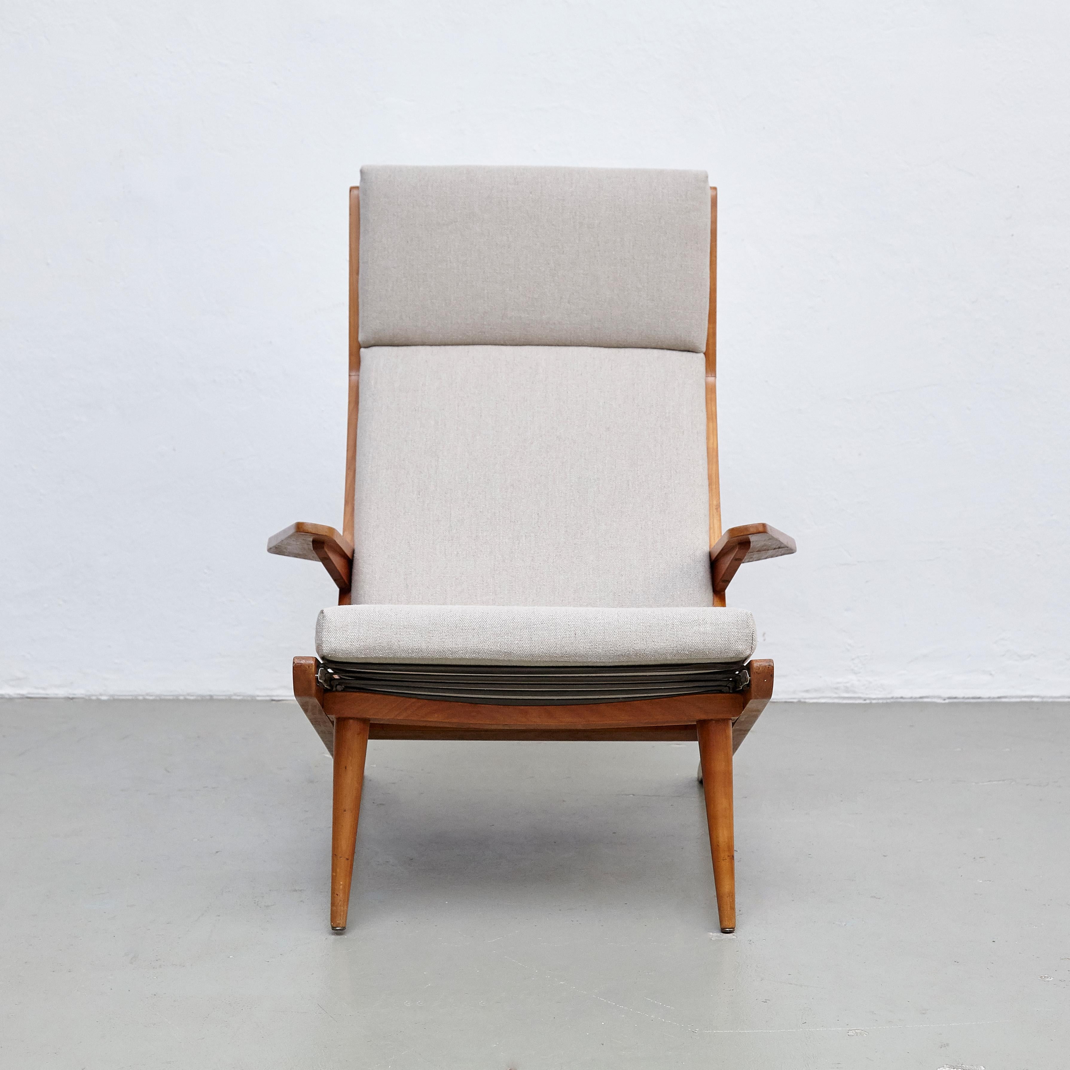 Mid-Century Modern Pair of Koene Oberman, Mid Century Modern, Wood High Back Lounge Chair, 1960