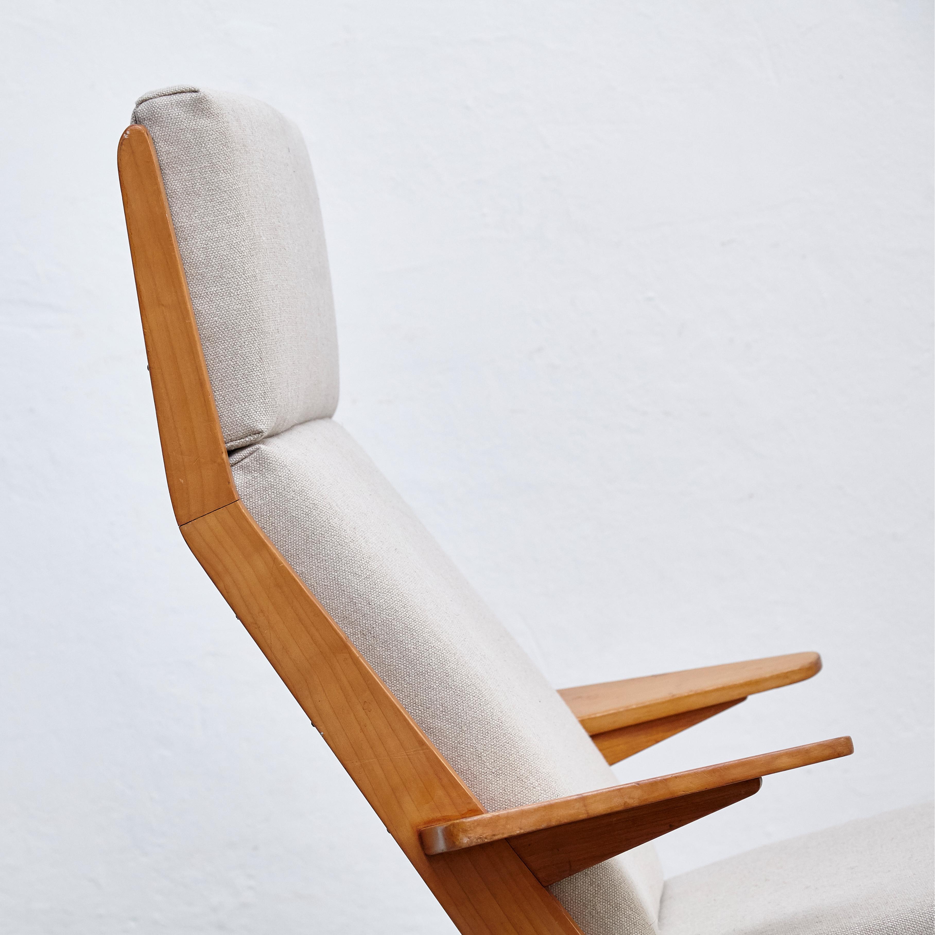 Mid-20th Century Pair of Koene Oberman, Mid Century Modern, Wood High Back Lounge Chair, 1960