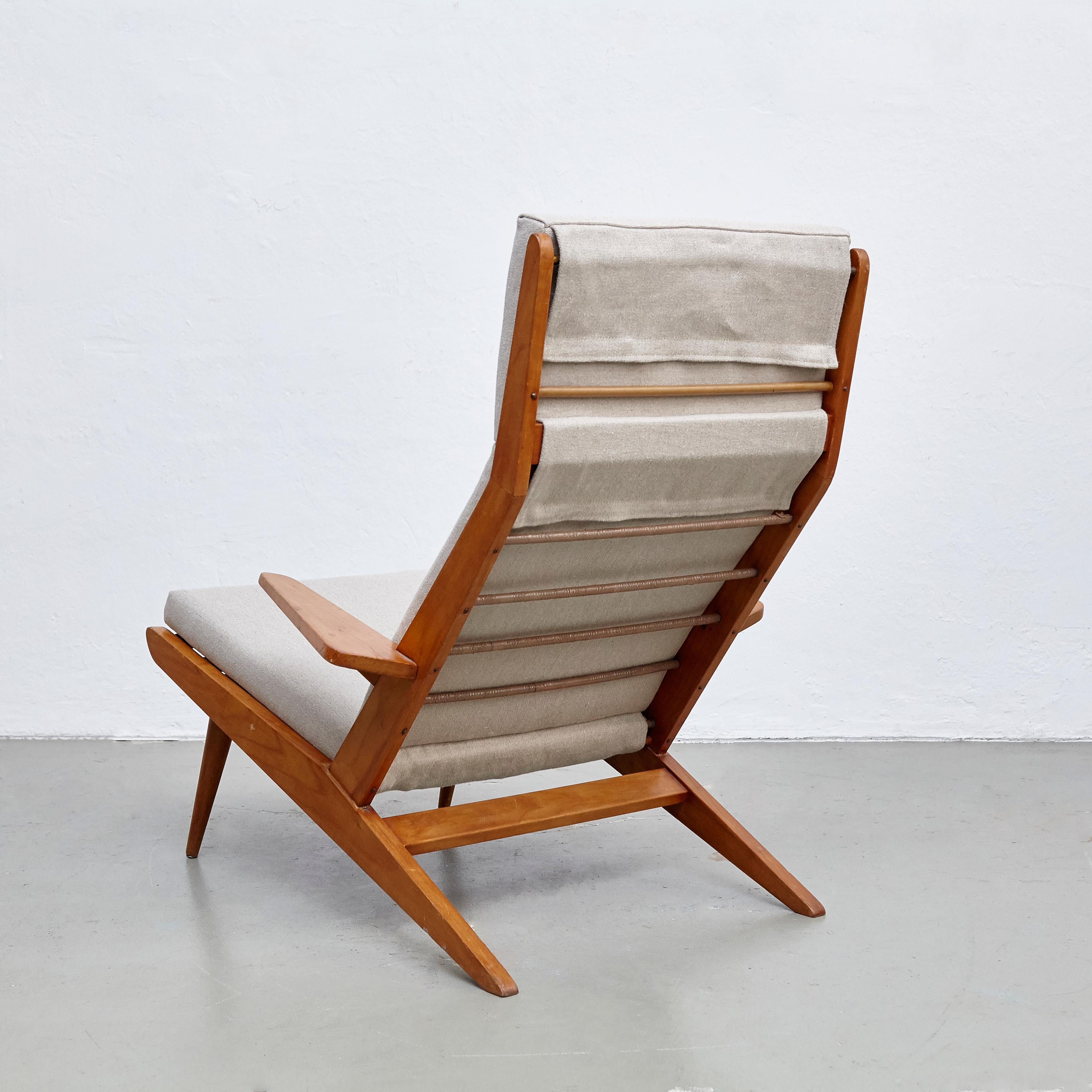 Pair of Koene Oberman, Mid Century Modern, Wood High Back Lounge Chair, 1960 2