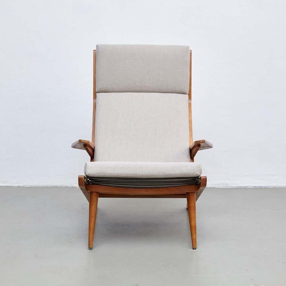 Dutch Pair of Koene Oberman, Mid-Century Modern, Wood High Back Lounge Chair, 1960 For Sale