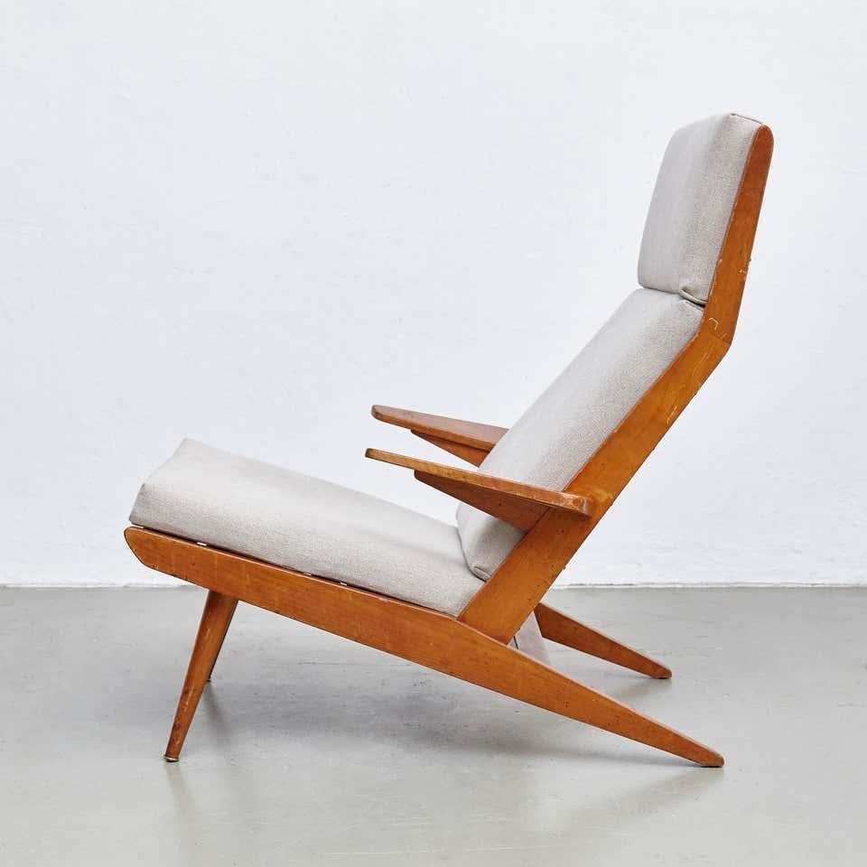 Upholstery Pair of Koene Oberman, Mid-Century Modern, Wood High Back Lounge Chair, 1960 For Sale