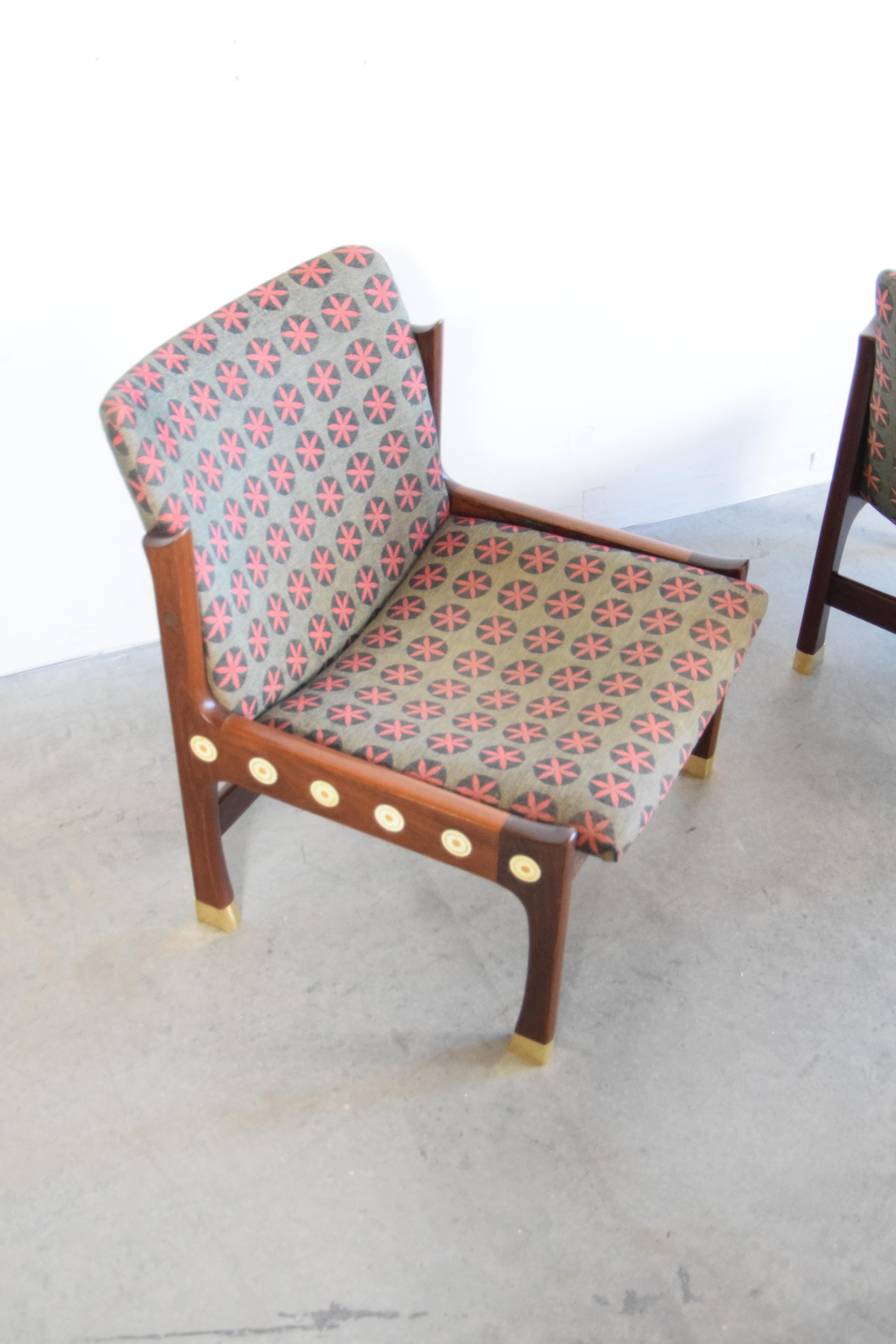 Brass Pair of Kofod-Larsen Megiddo Lounge Chairs in Wenge For Sale