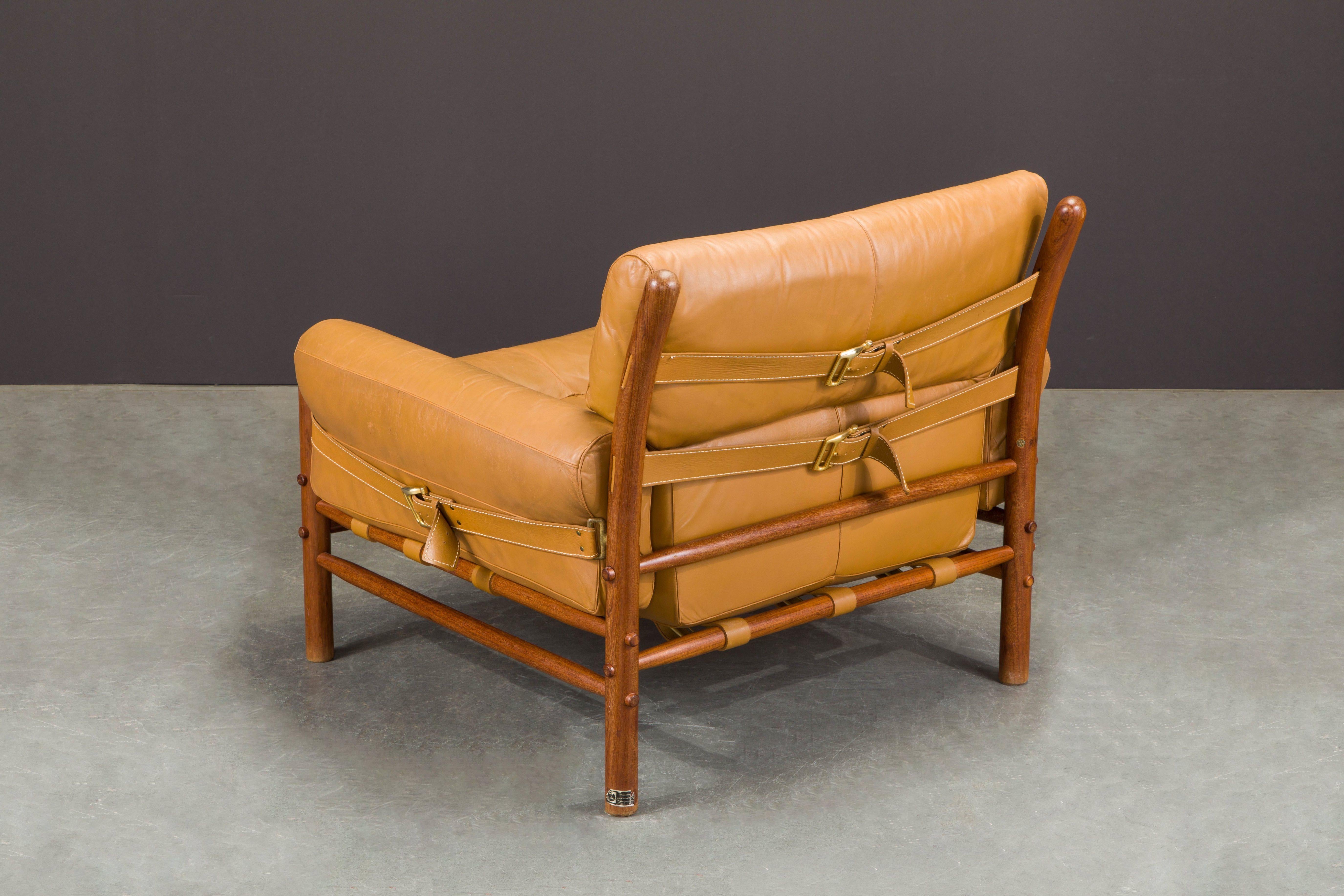 Pair of 'Kontiki' Leather Lounge Chairs by Arne Norell, 1970s, Signed 5