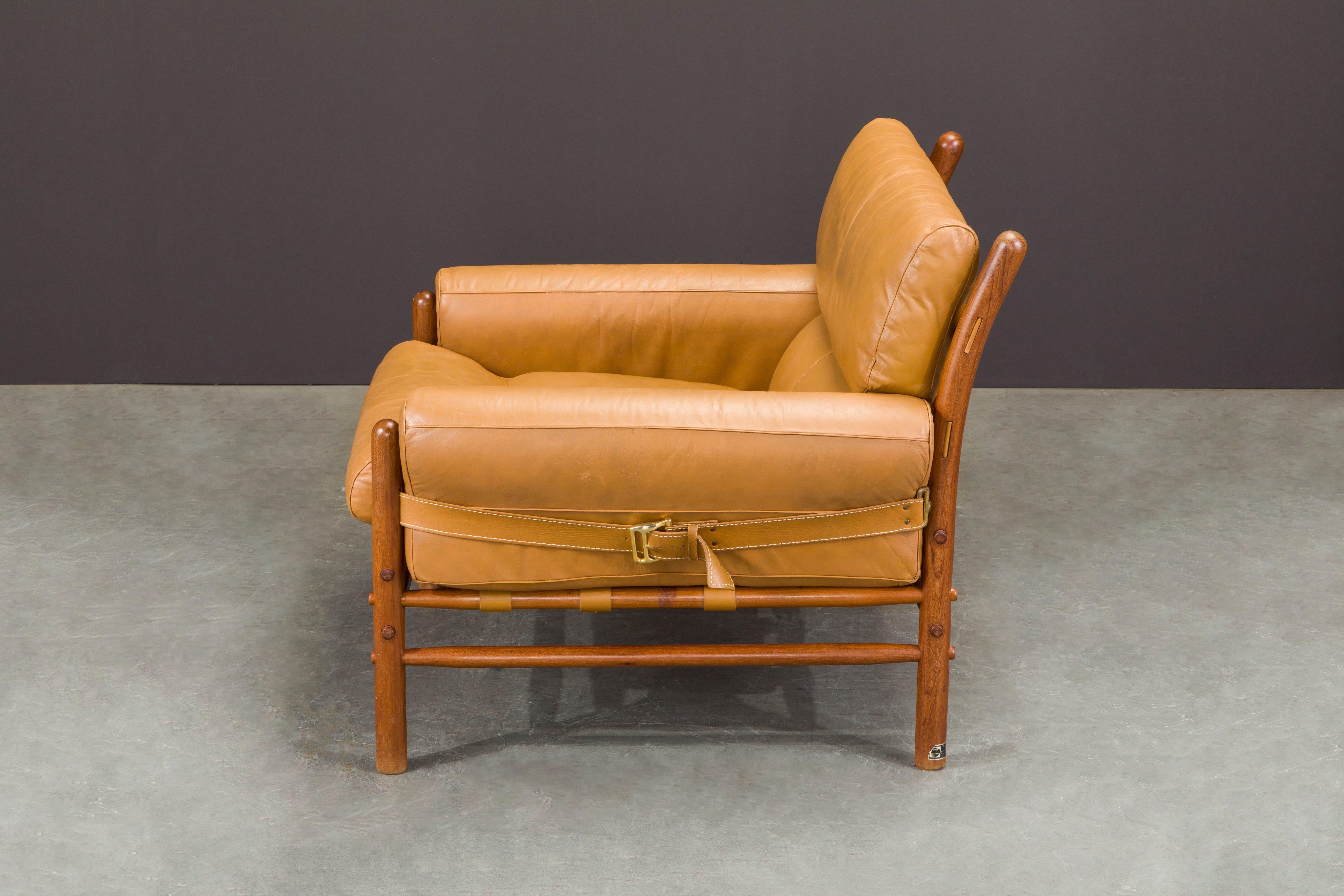 Pair of 'Kontiki' Leather Lounge Chairs by Arne Norell, 1970s, Signed 6