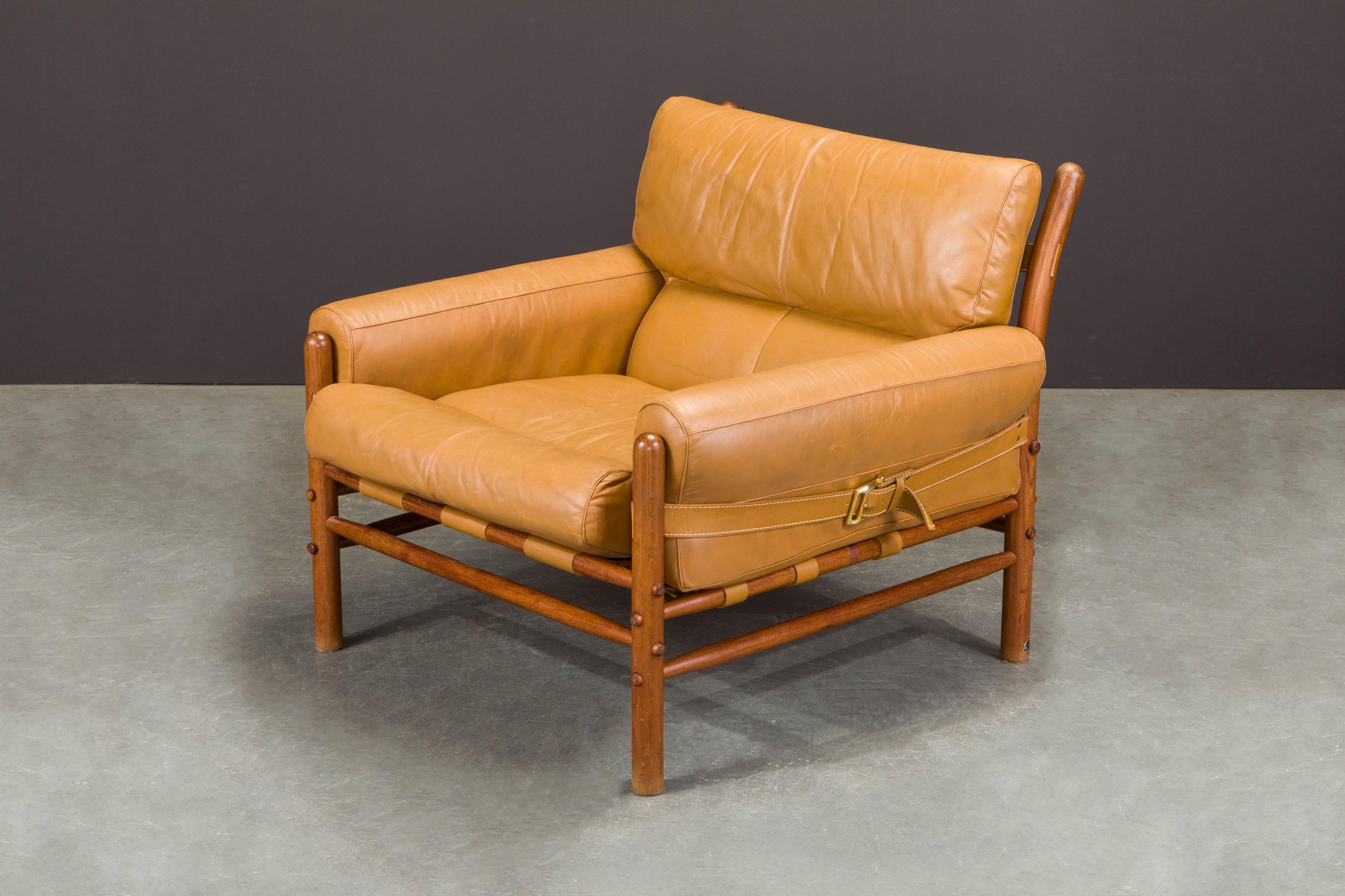 Pair of 'Kontiki' Leather Lounge Chairs by Arne Norell, 1970s, Signed 7
