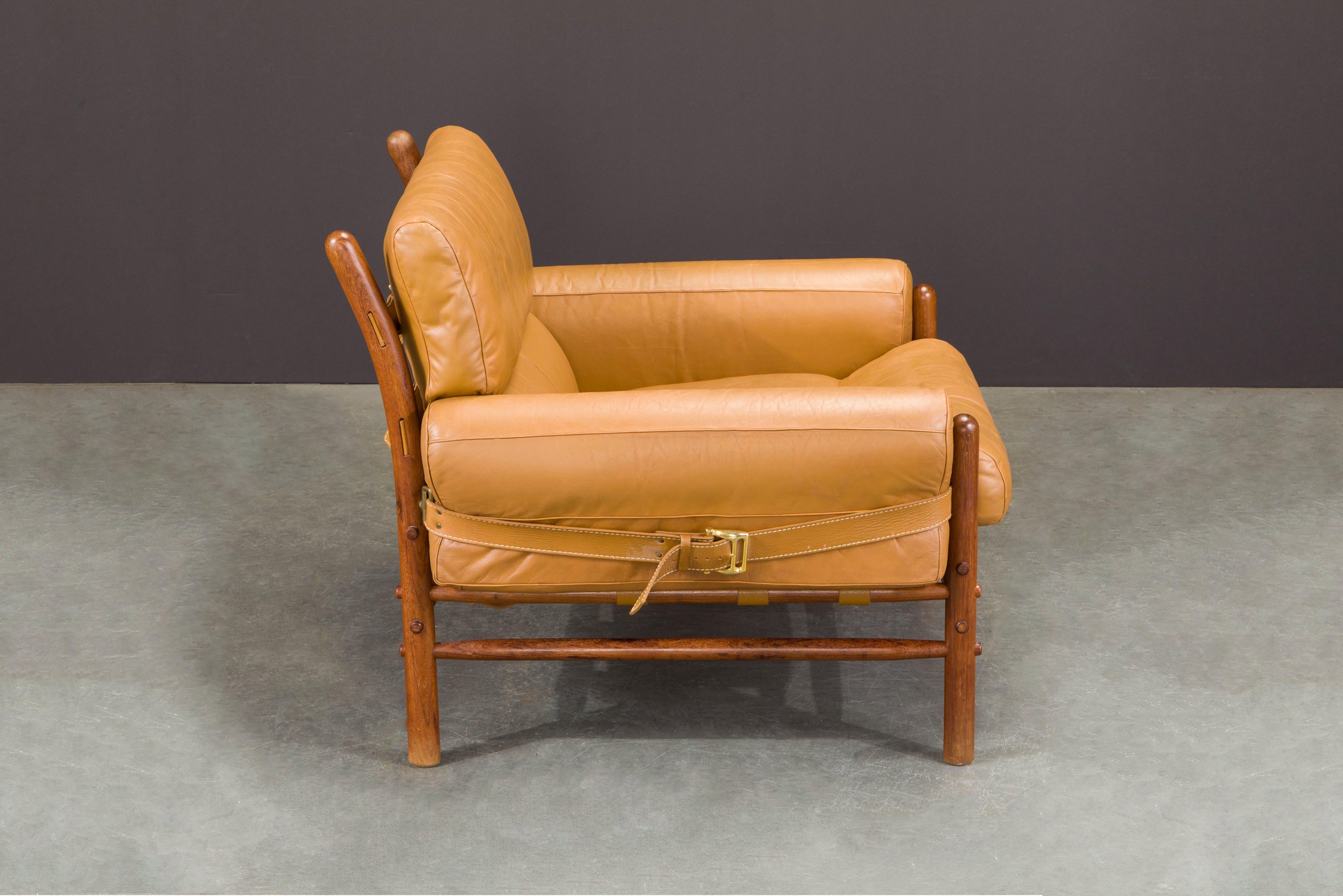 Wood Pair of 'Kontiki' Leather Lounge Chairs by Arne Norell, 1970s, Signed