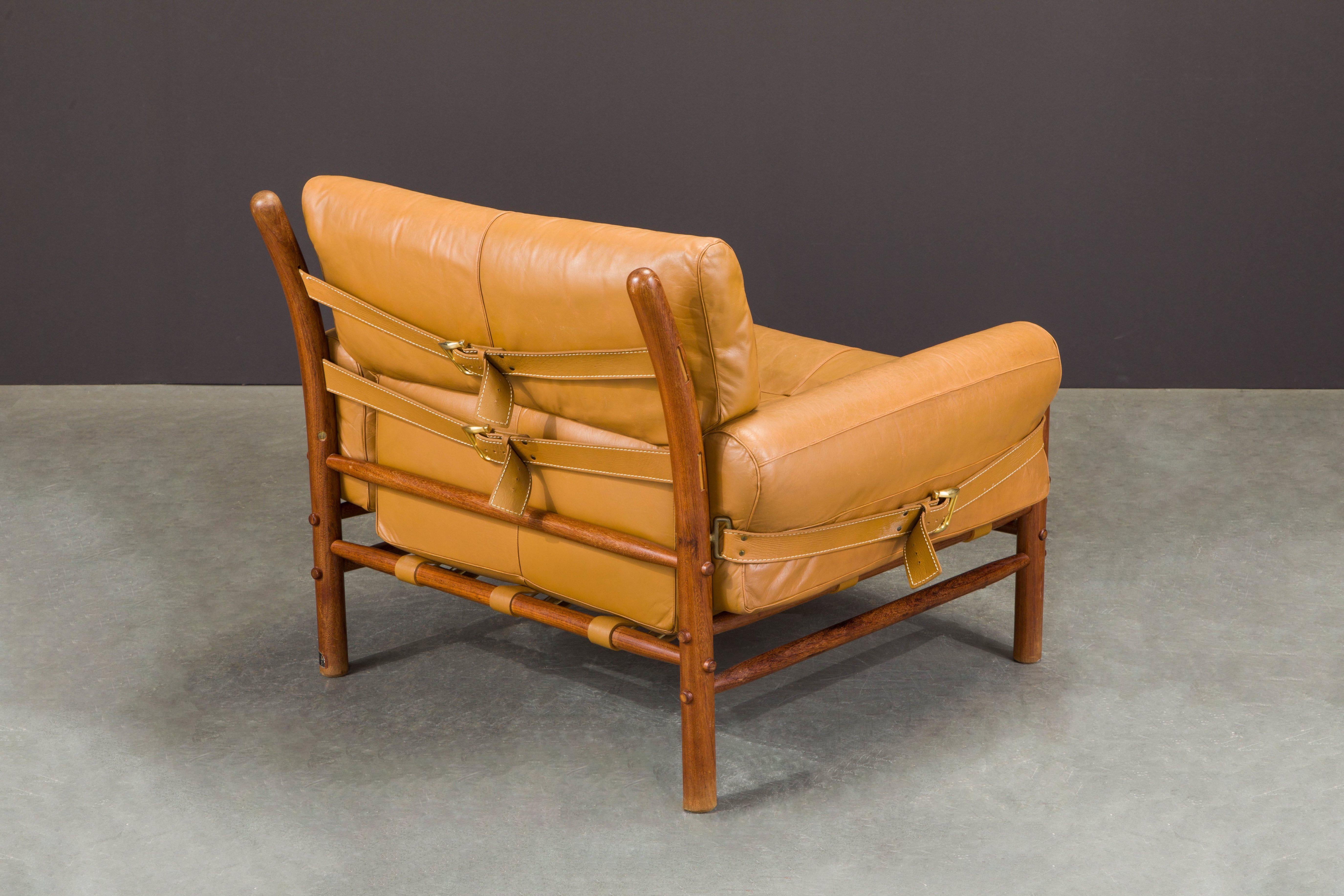 Pair of 'Kontiki' Leather Lounge Chairs by Arne Norell, 1970s, Signed 1