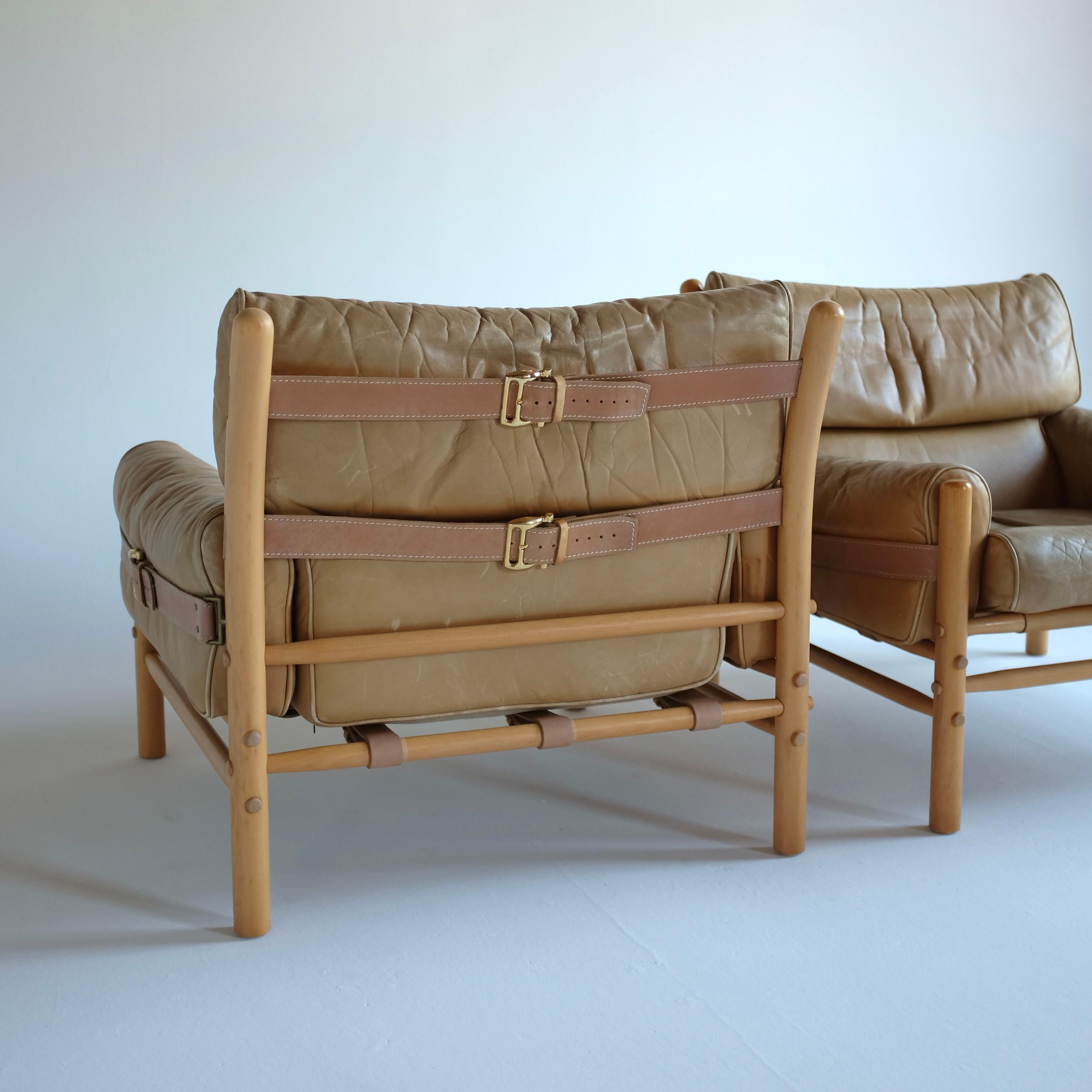Mid-Century Modern Pair of Kontiki Lounge Chairs by Arne Norell