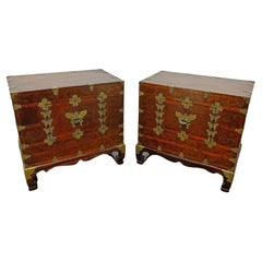 Pair of Korean Bandaji Side Tables / Nightstands Ca. 1920s