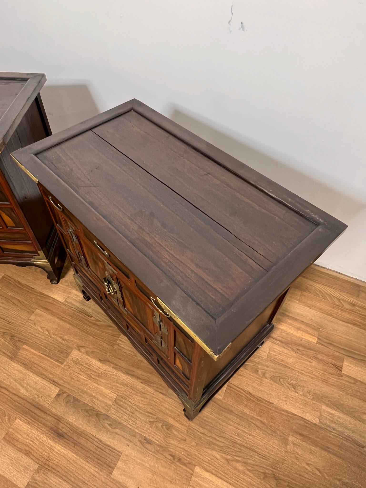 Pair of Korean Bandaji Side Tables / Nightstands In Good Condition In Peabody, MA
