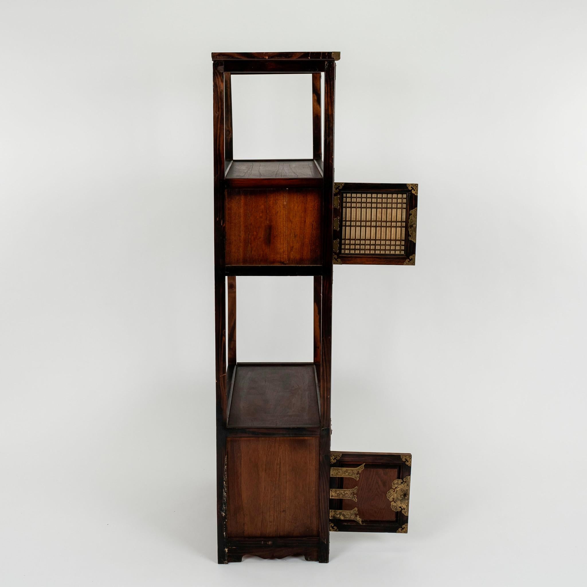 Pair of Korean Brass Mounted Étagère Cabinets 2