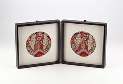 Pair of Korean Traditional Embroidered Pillowcase Frames