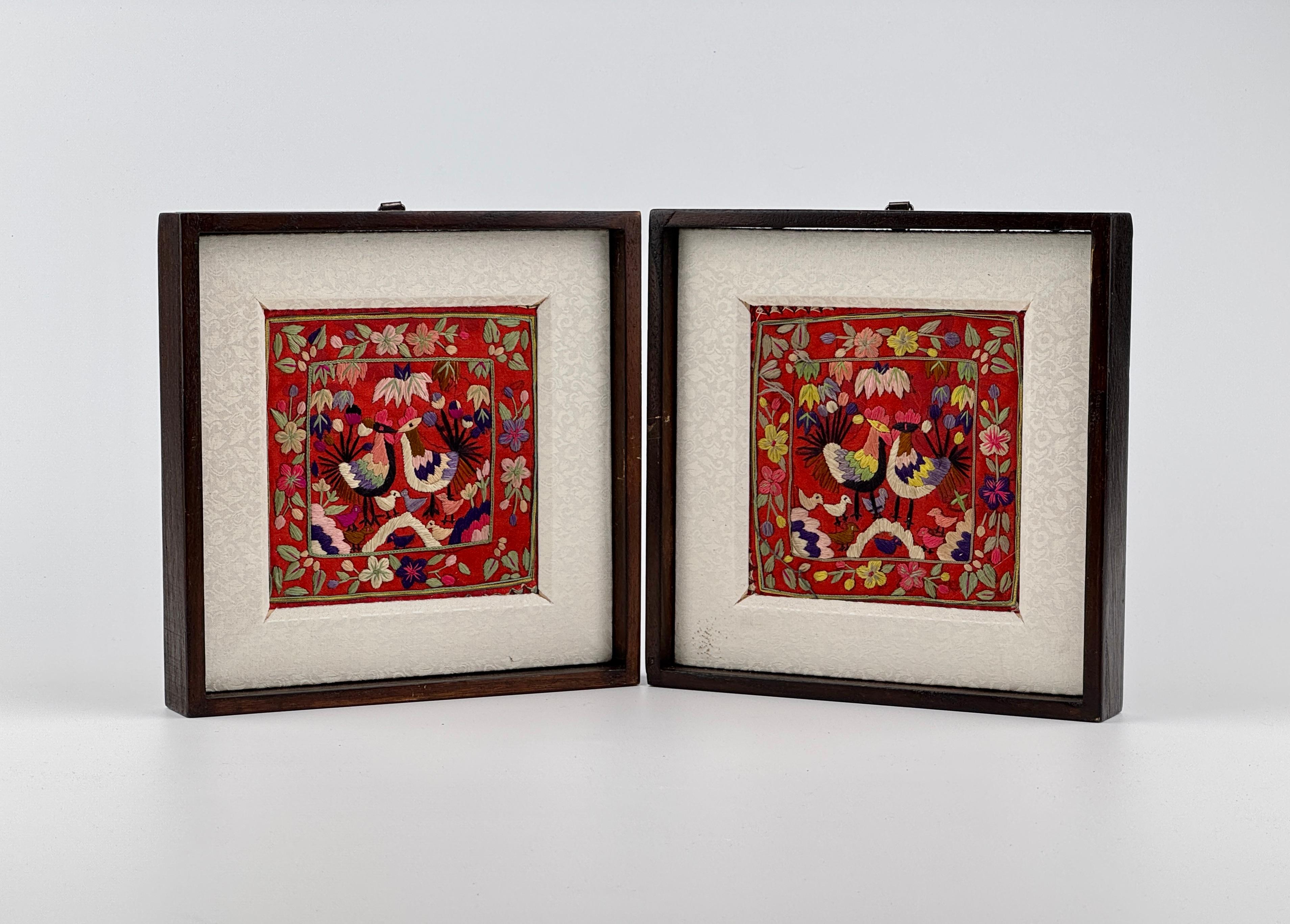 Pair of Korean Traditional Embroidered Pillowcase Frames In Good Condition For Sale In seoul, KR