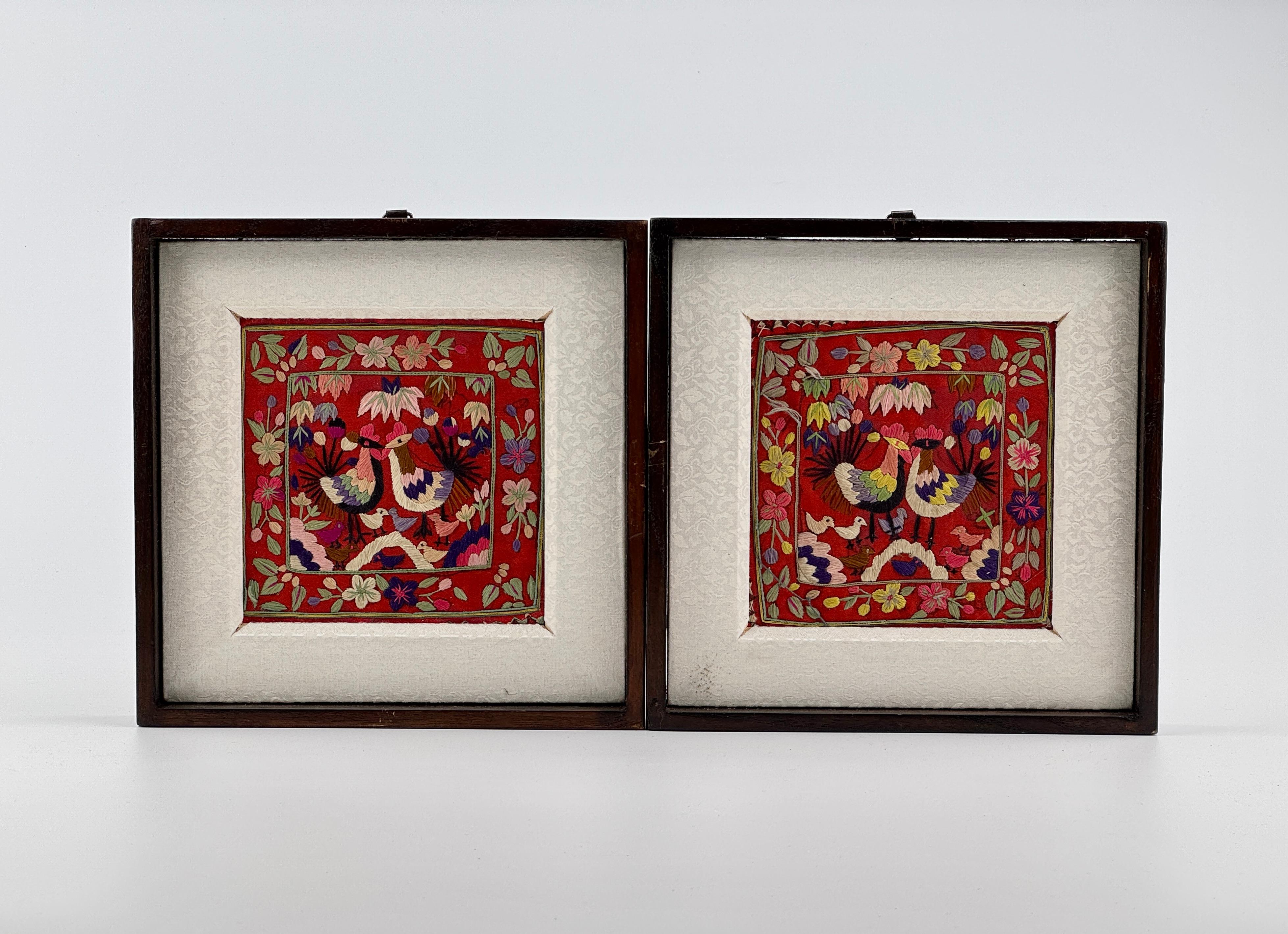 19th Century Pair of Korean Traditional Embroidered Pillowcase Frames For Sale