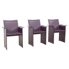 Pareja de sillas de cuero "Korium" de Tito Agnoli para Matteo Grassi